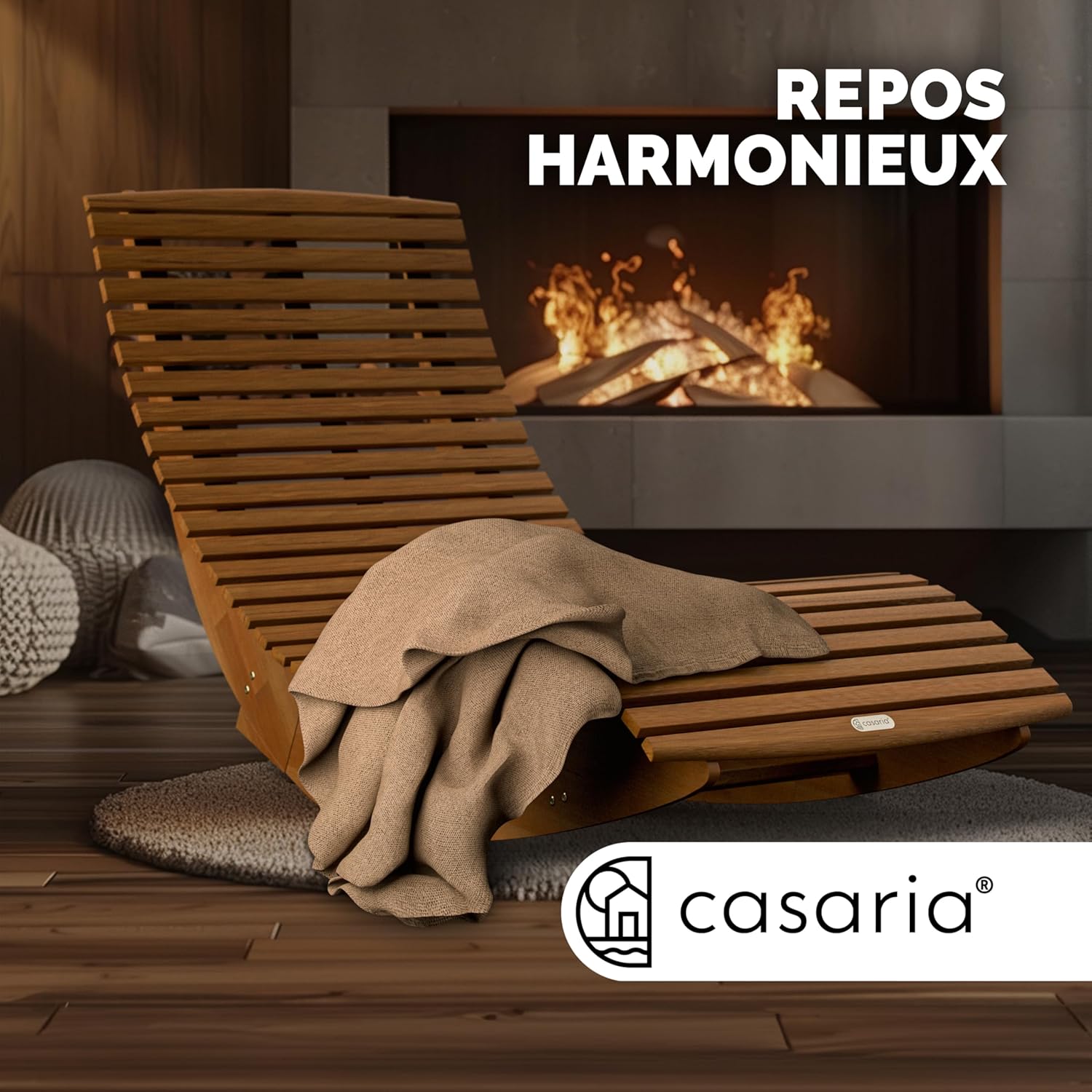 Lot 2 chaises longue bascule bois acacia pliables ergonomiques