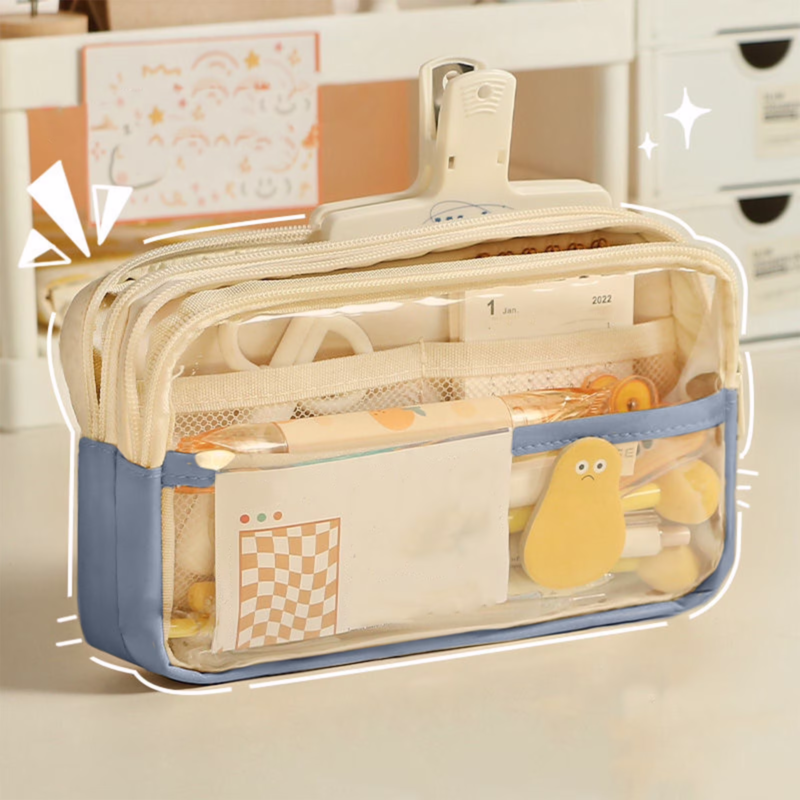 PALIFEUR Pencil Case Large Capacity Pencil Pouch, Multi-layer Aesthetic Pen Bag, Sturdy Multifunctional Pencil Bag, Pencil Box, Sky Blue