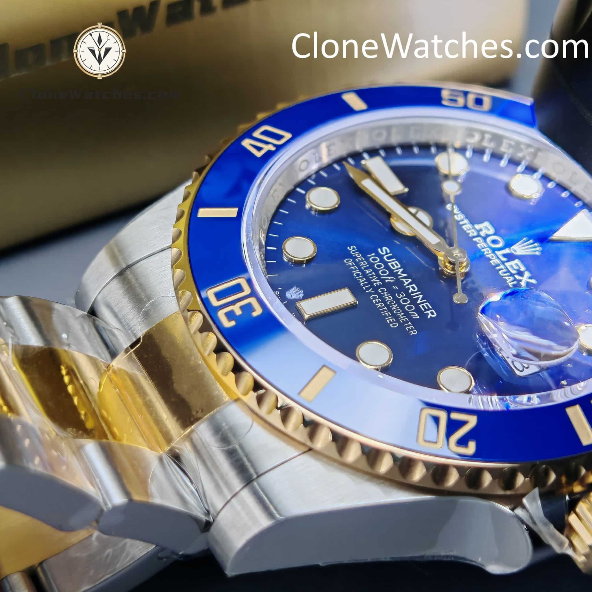 Rolex Super Clone Watches 1:1 Gold Blue Dial Submariner 126613LB 3235 Movement