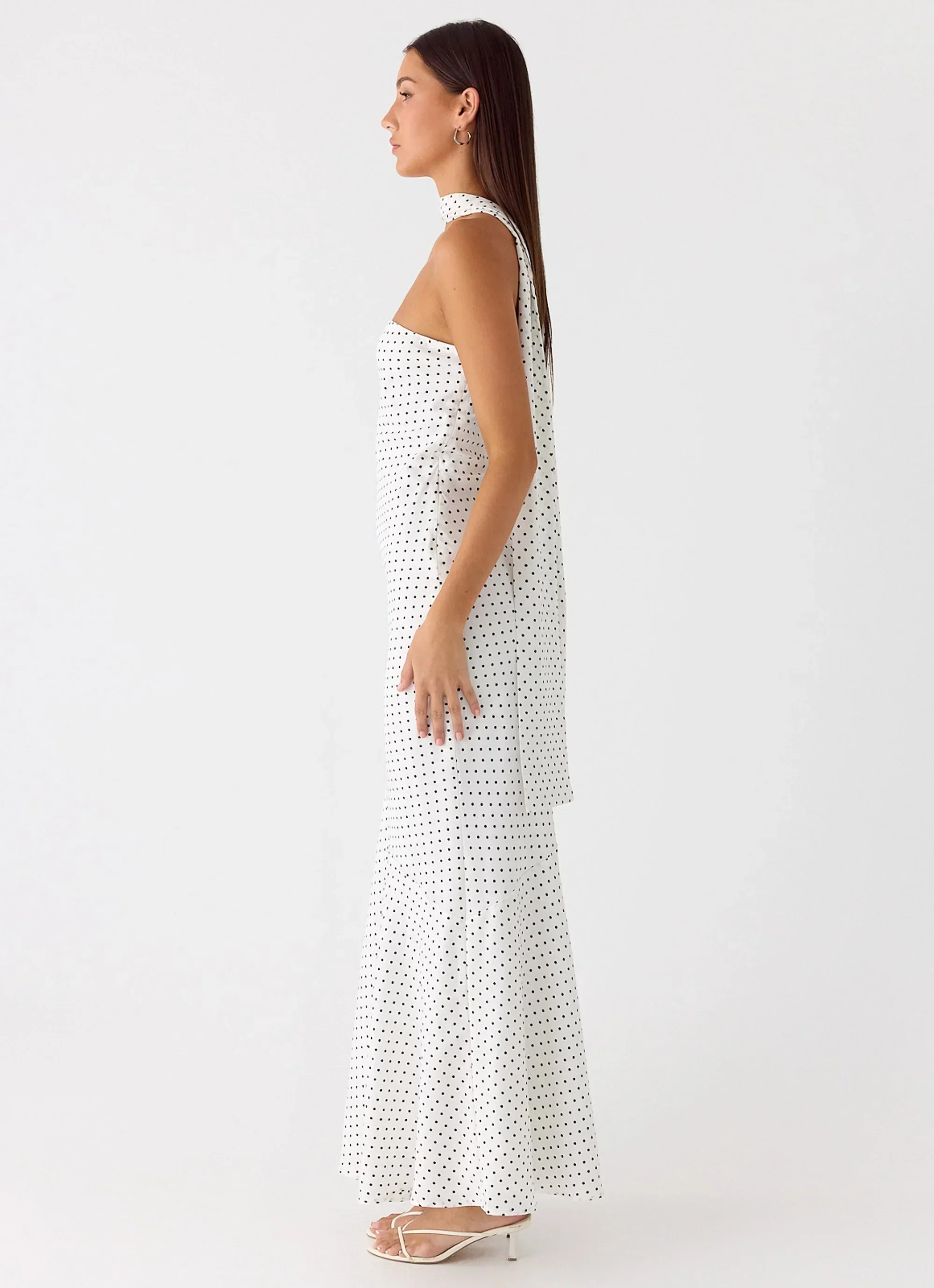 Under The Pagoda Maxi Dress - White Polkadot