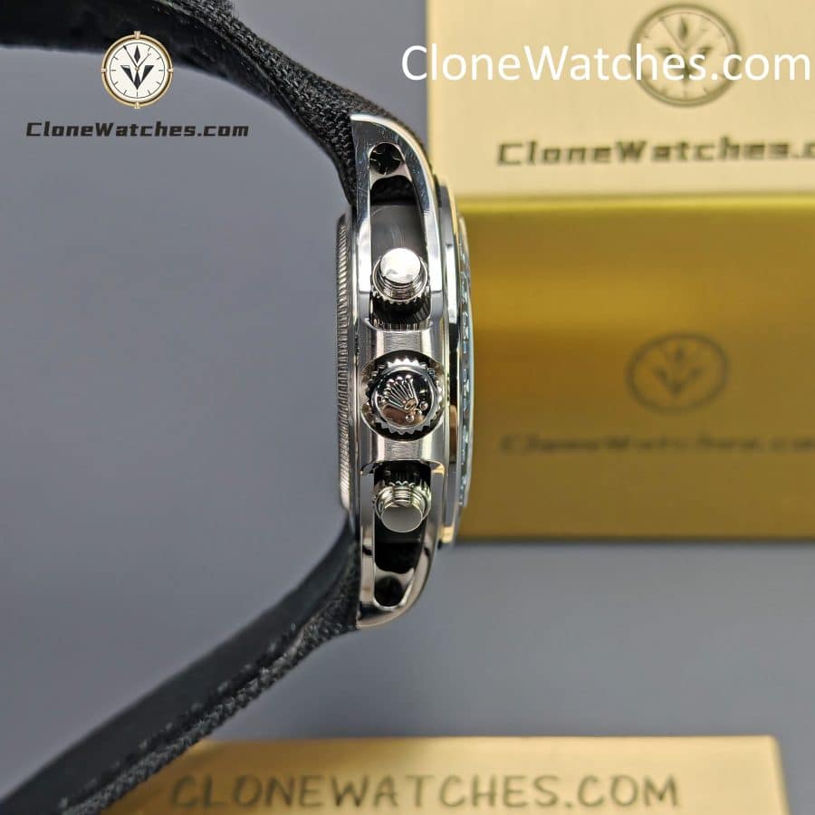 Modified Super Clone Watches 1:1 DiW Rolex Daytona “EXCEPTIONAL UNIQUE” 4130 Movement Black Strap