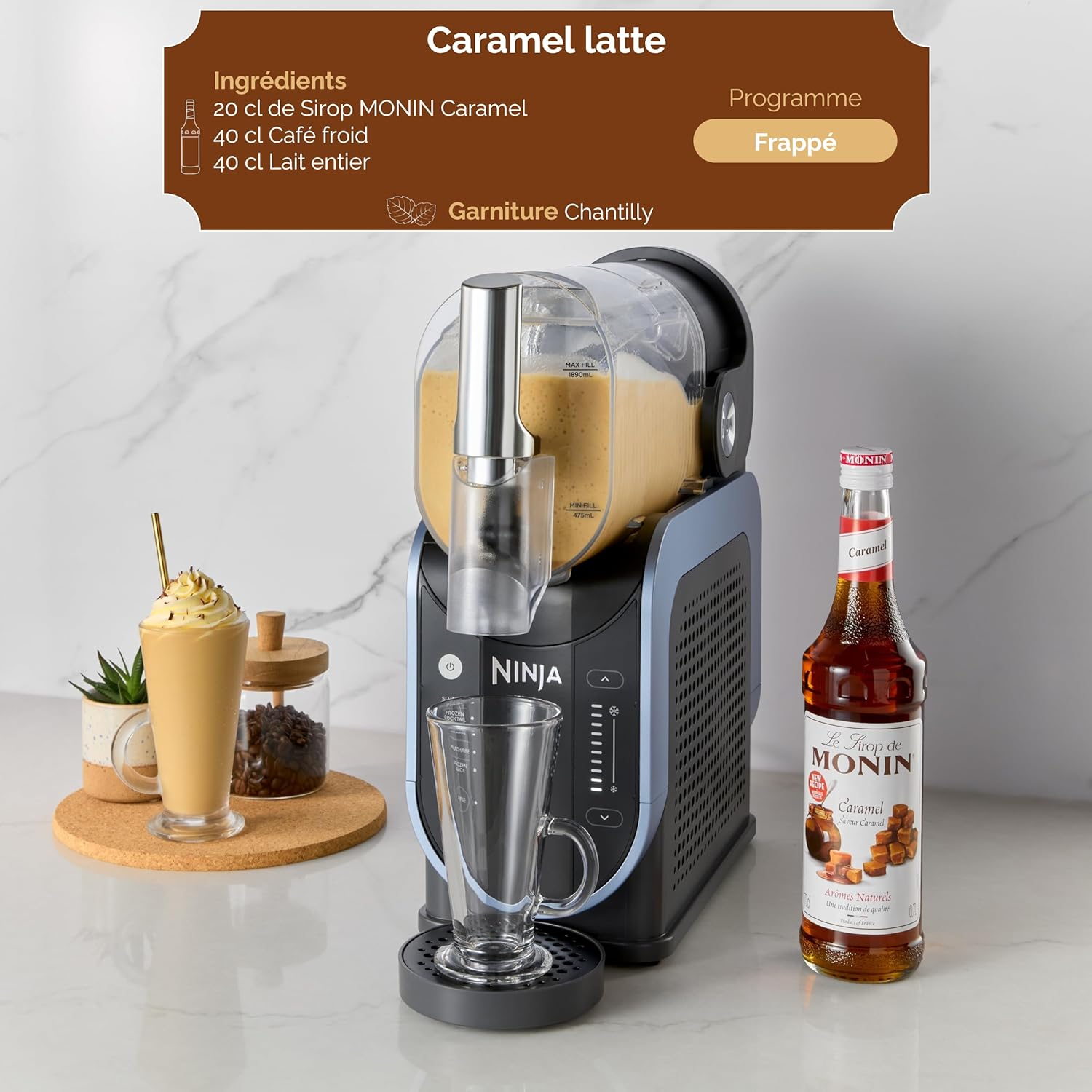 Machine boissons glacées SLUSHi granités cocktails milkshakes jus capacité 19 L bleu gris
