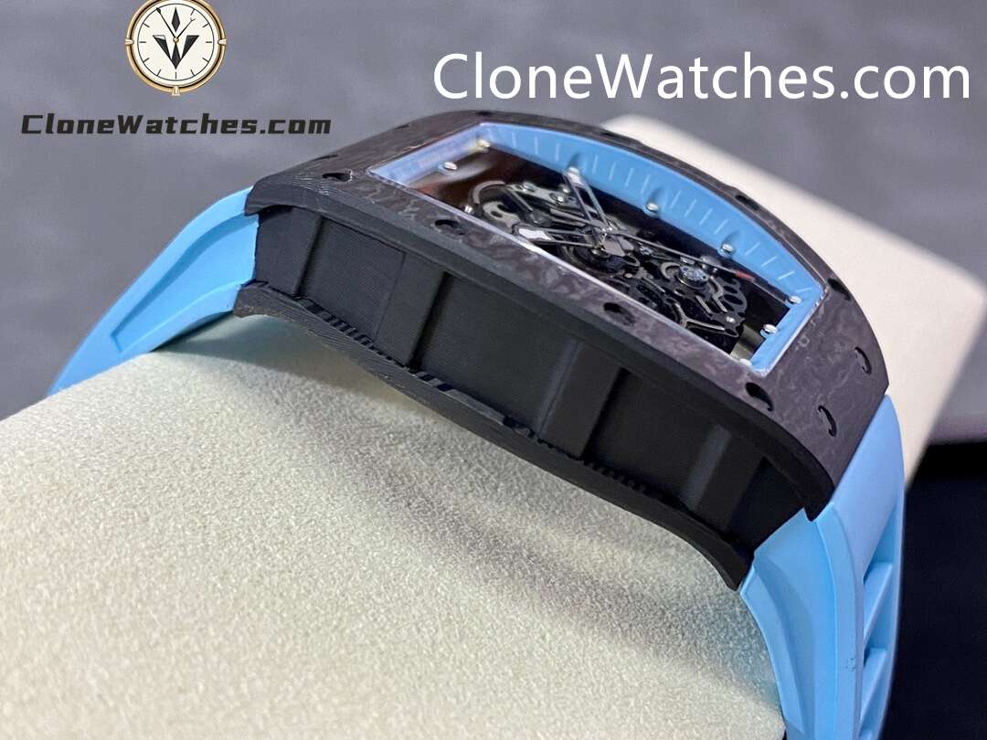 Richard Mille Super Clone Watches 1:1 RM 055 Carbon Tourbillon Blue Strap