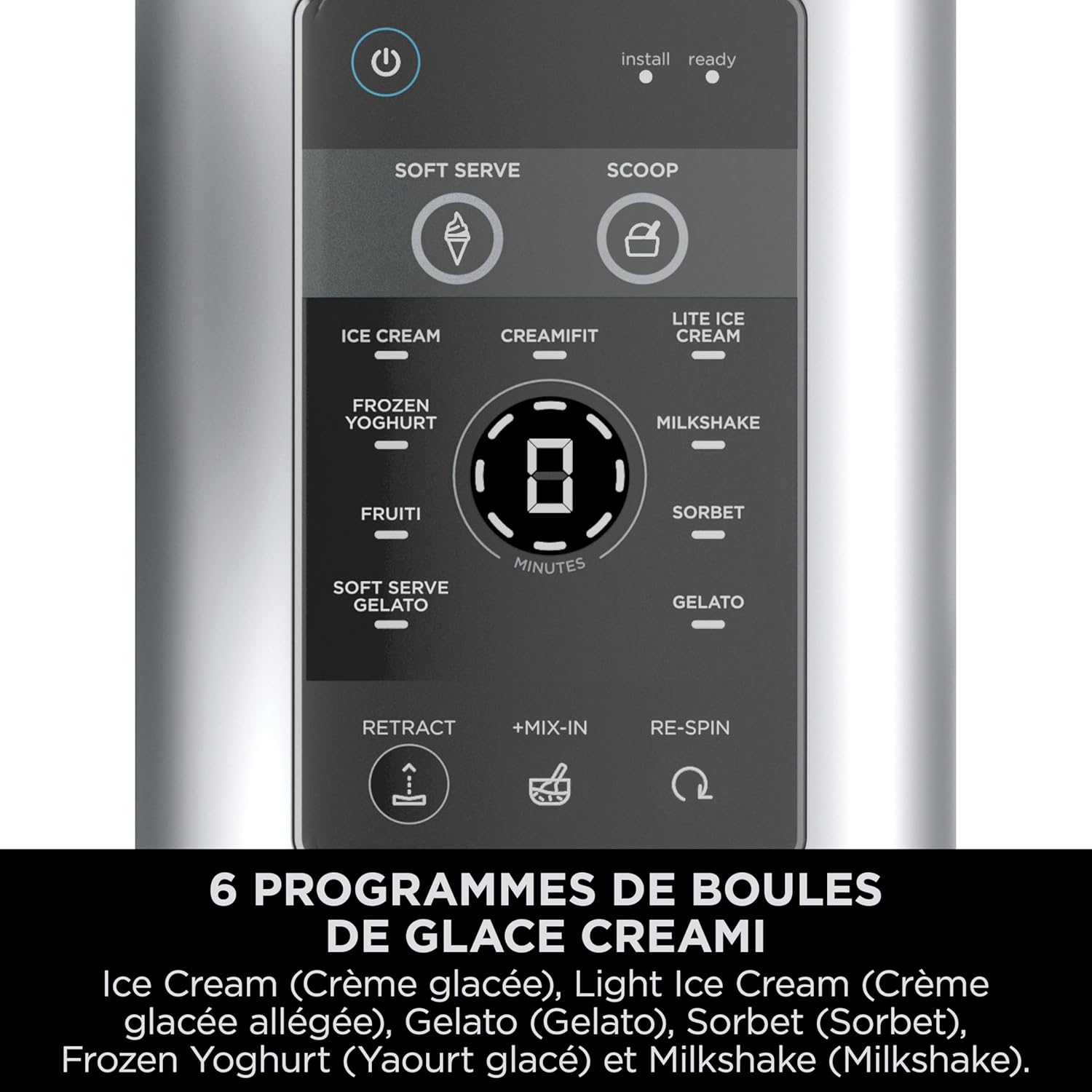 Machine glace et sorbetière CREAMi Scoop and Swirl 13 modes 2 pots pièces lavables NC701EU