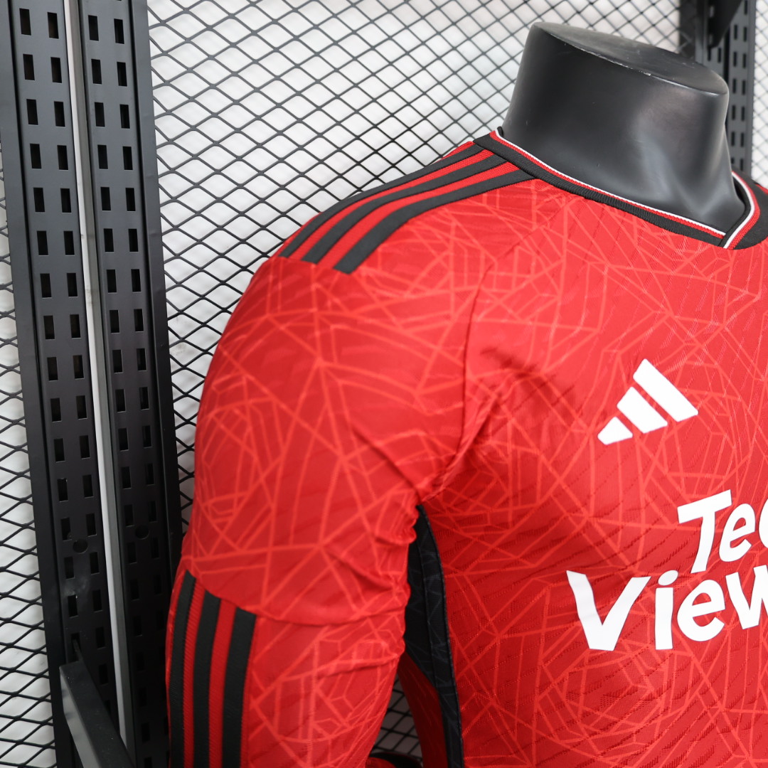 2023/24 Manchester United Home Long Sleeve Shirt - Player Version