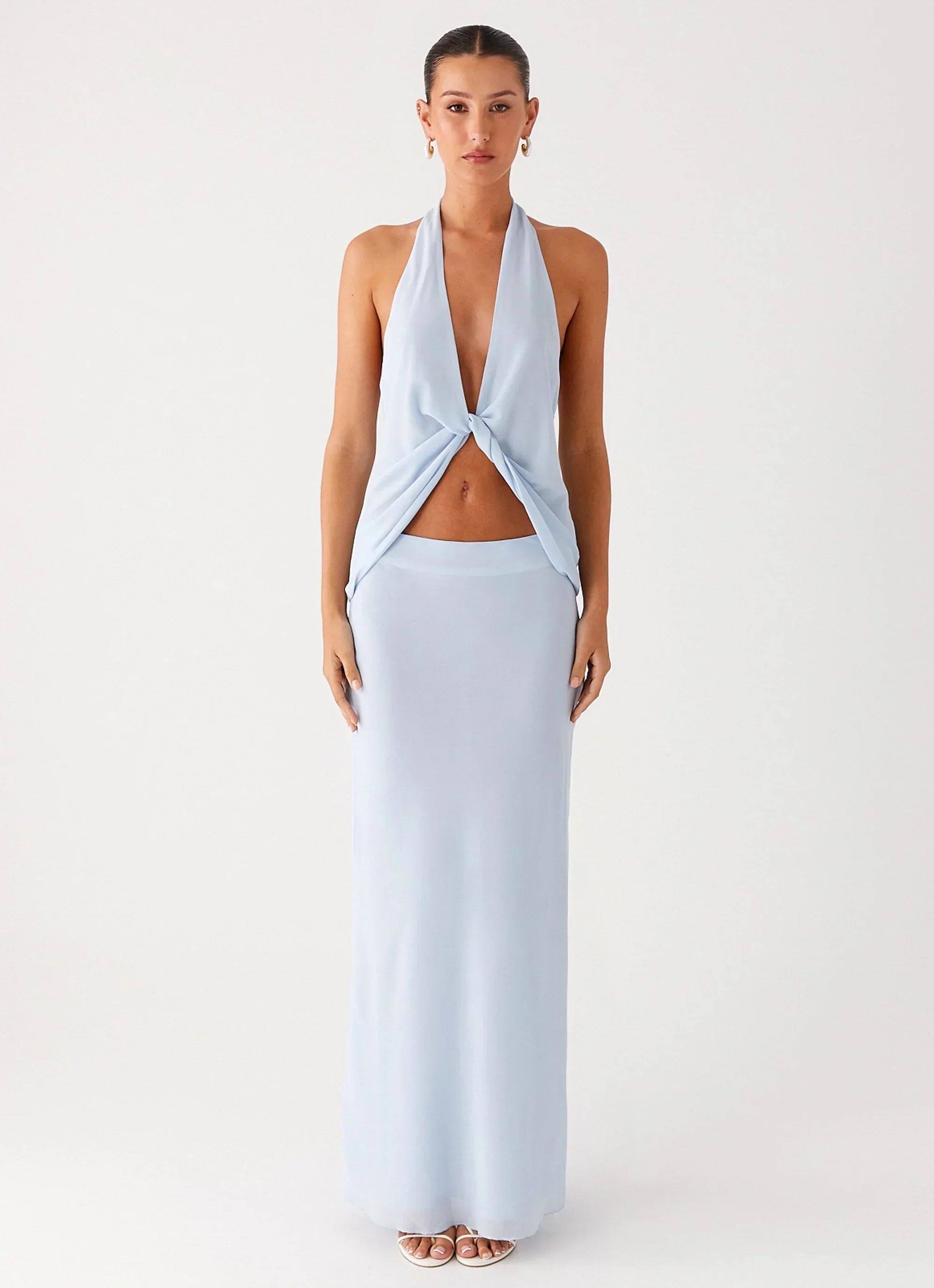Michaella Chiffon Maxi Skirt - Blue