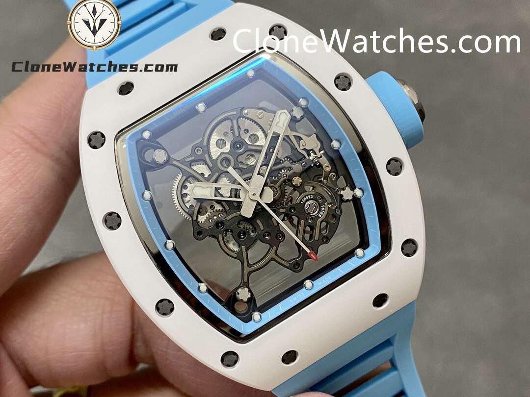 Richard Mille Super Clone Watches 1:1 RM 055 Ceramics Tourbillon Blue Strap