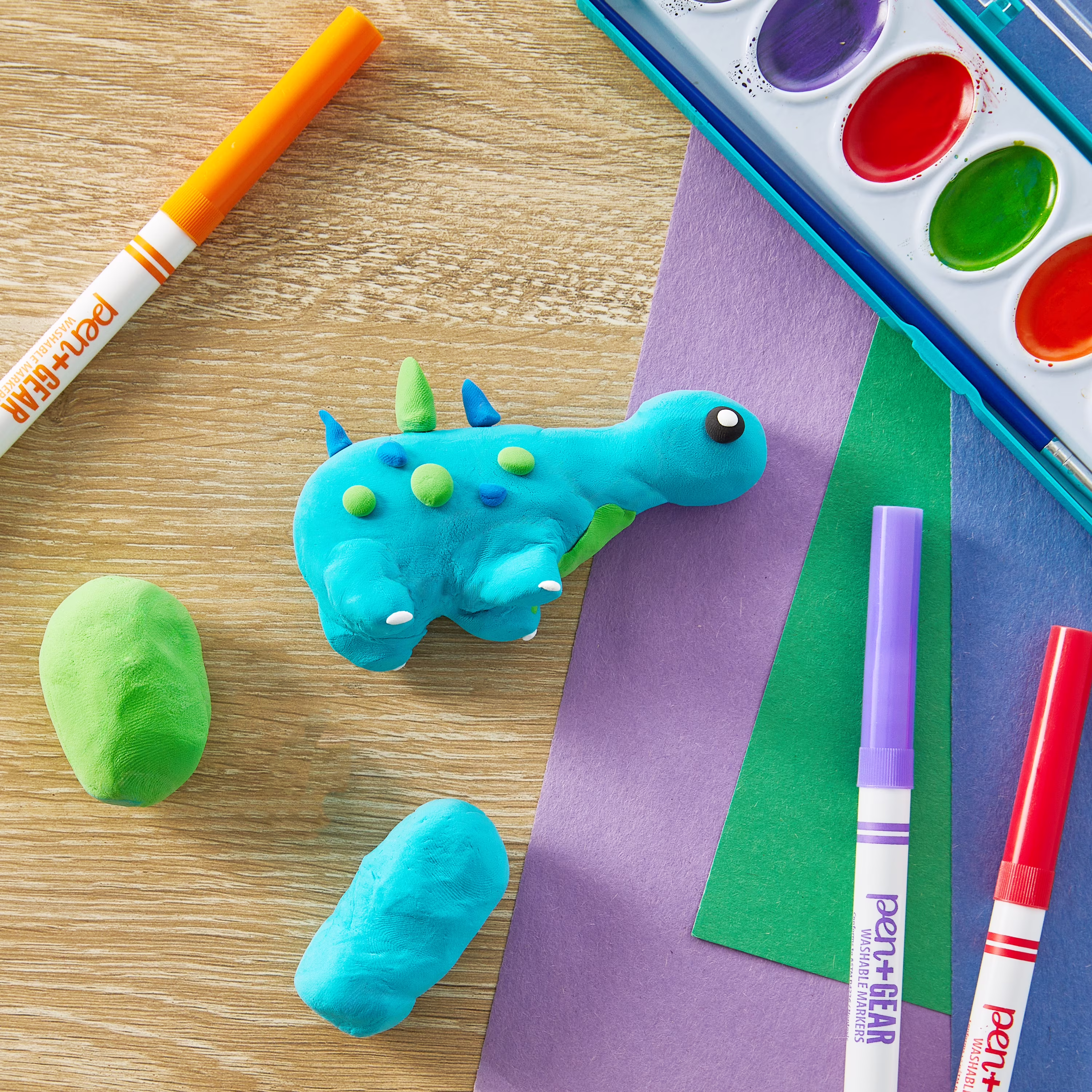 Pen+Gear Dinosaur Air Dry Clay Kit for Kids - Blue Sculpting Tools