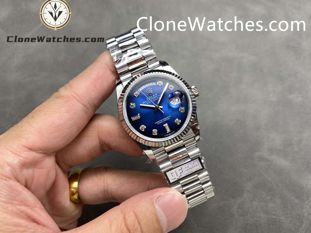 Rolex Super Clone Watches 1:1 Day Date Gradient Blue Dial 36mm m128239-0023 3255 Movement