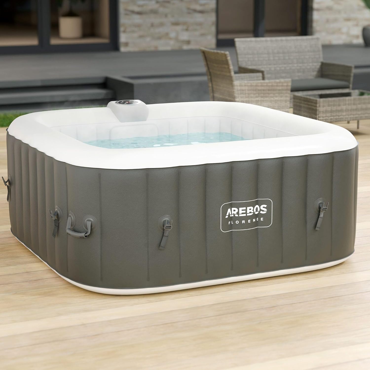 Spa gonflable carré 4 personnes 154 x 154 cm 100 jets chauffage massage 600L intérieur extérieur