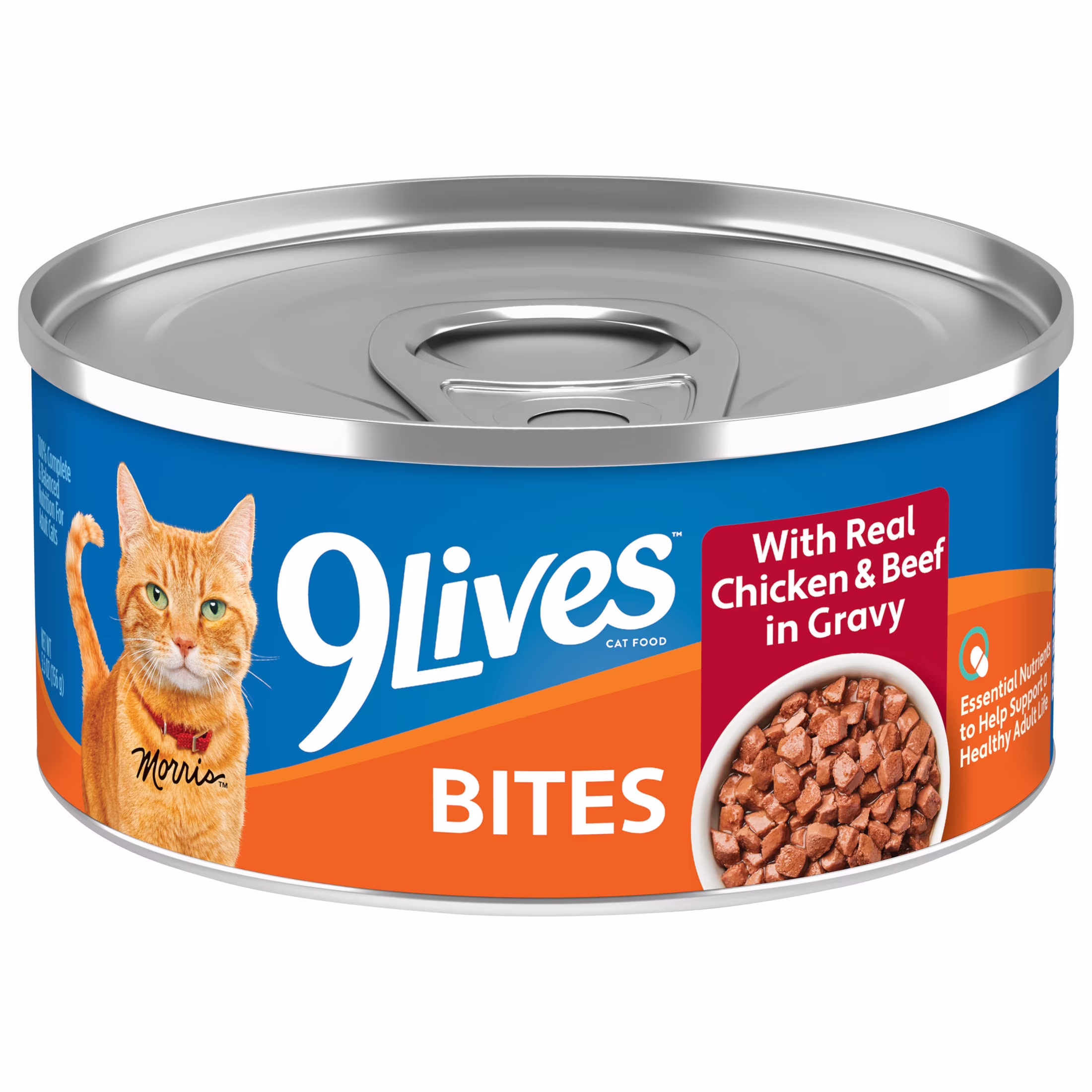 9Lives Bites in Gravy Real Chicken & Beef Wet Cat Food, 5.5 oz Can