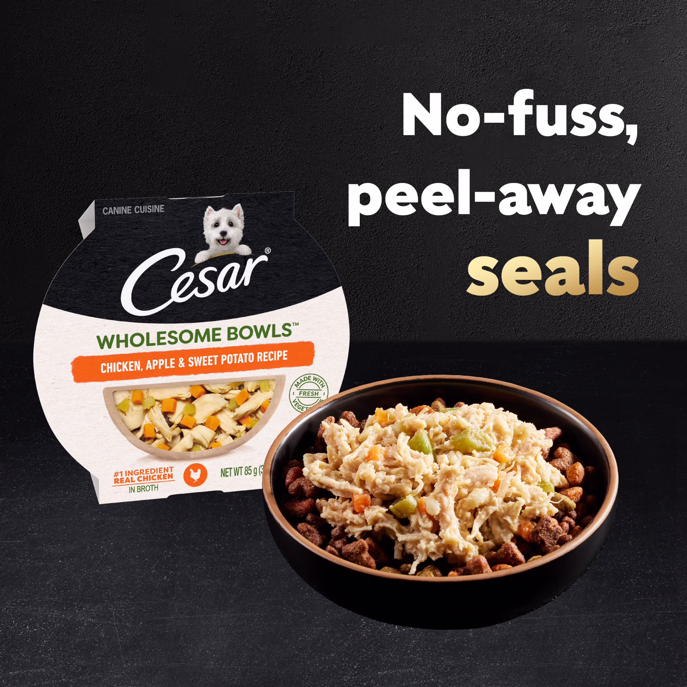 Cesar Wholesome Bowls Chicken, Apple & Sweet Potato Wet Dog Food Adult, 3 Oz