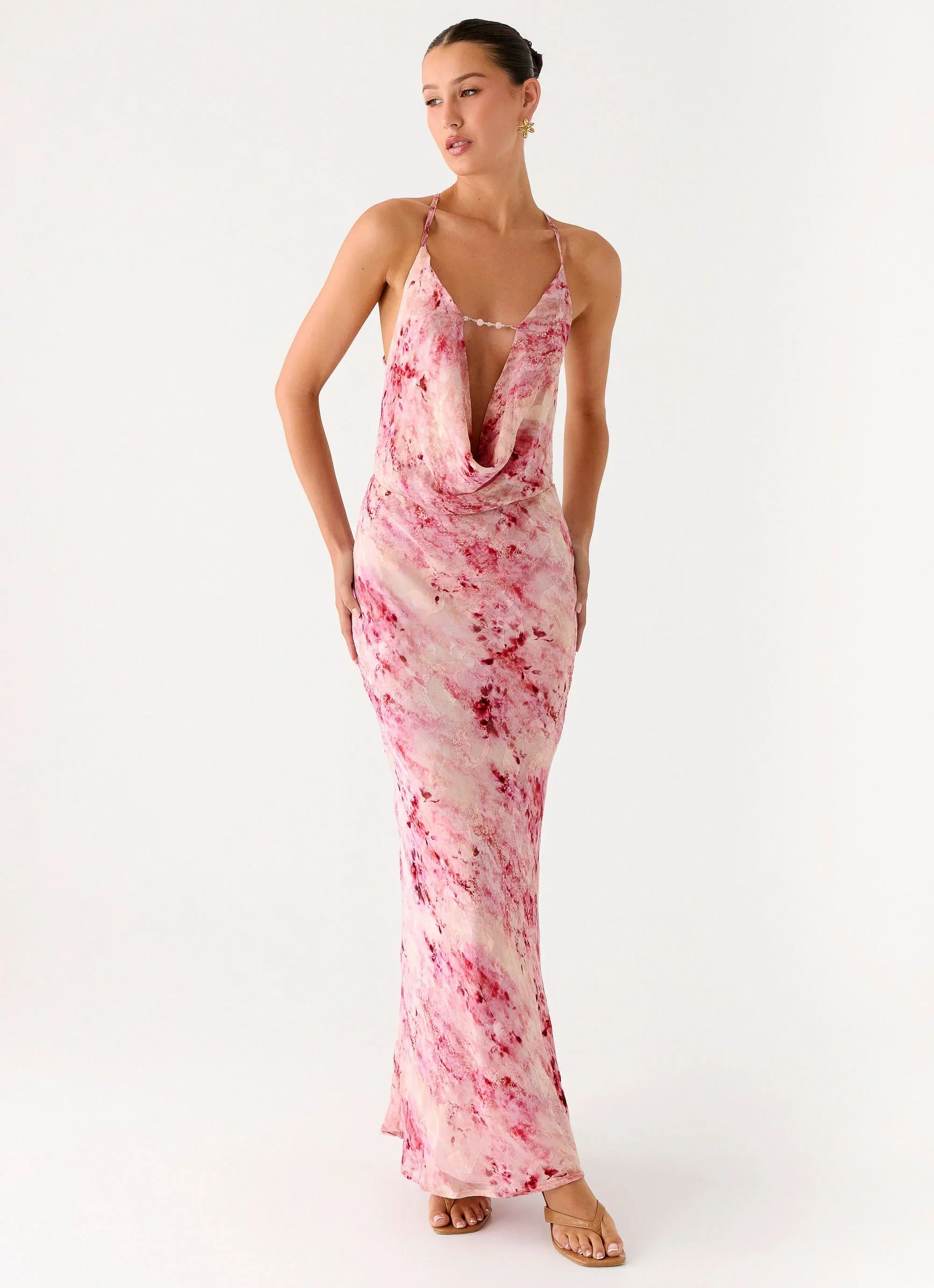 Pure Heart Cowl Maxi Dress - Pink