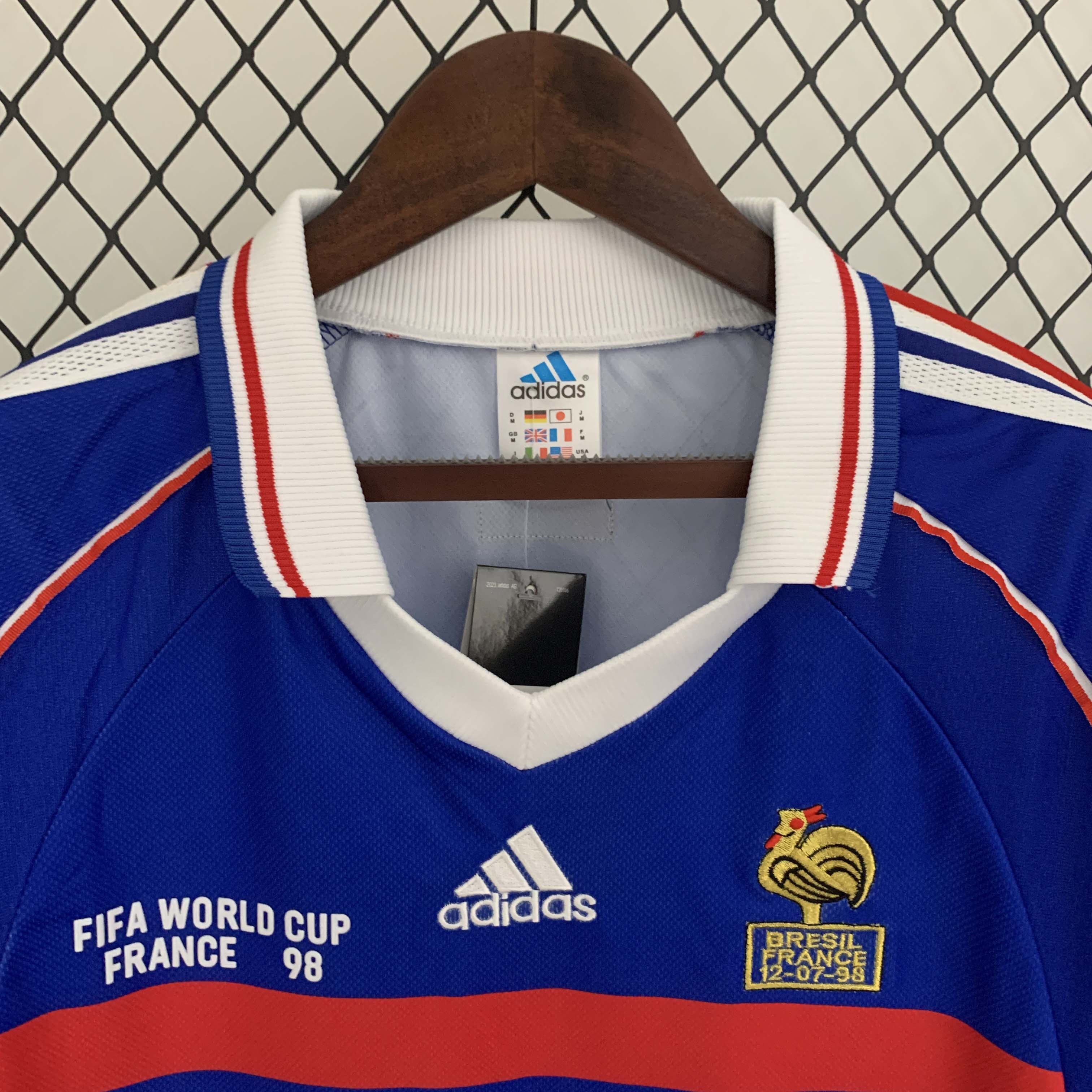 1998 Retro Long Sleeve France Home Football Shirt 1:1 Thai Quality - Fans Edition