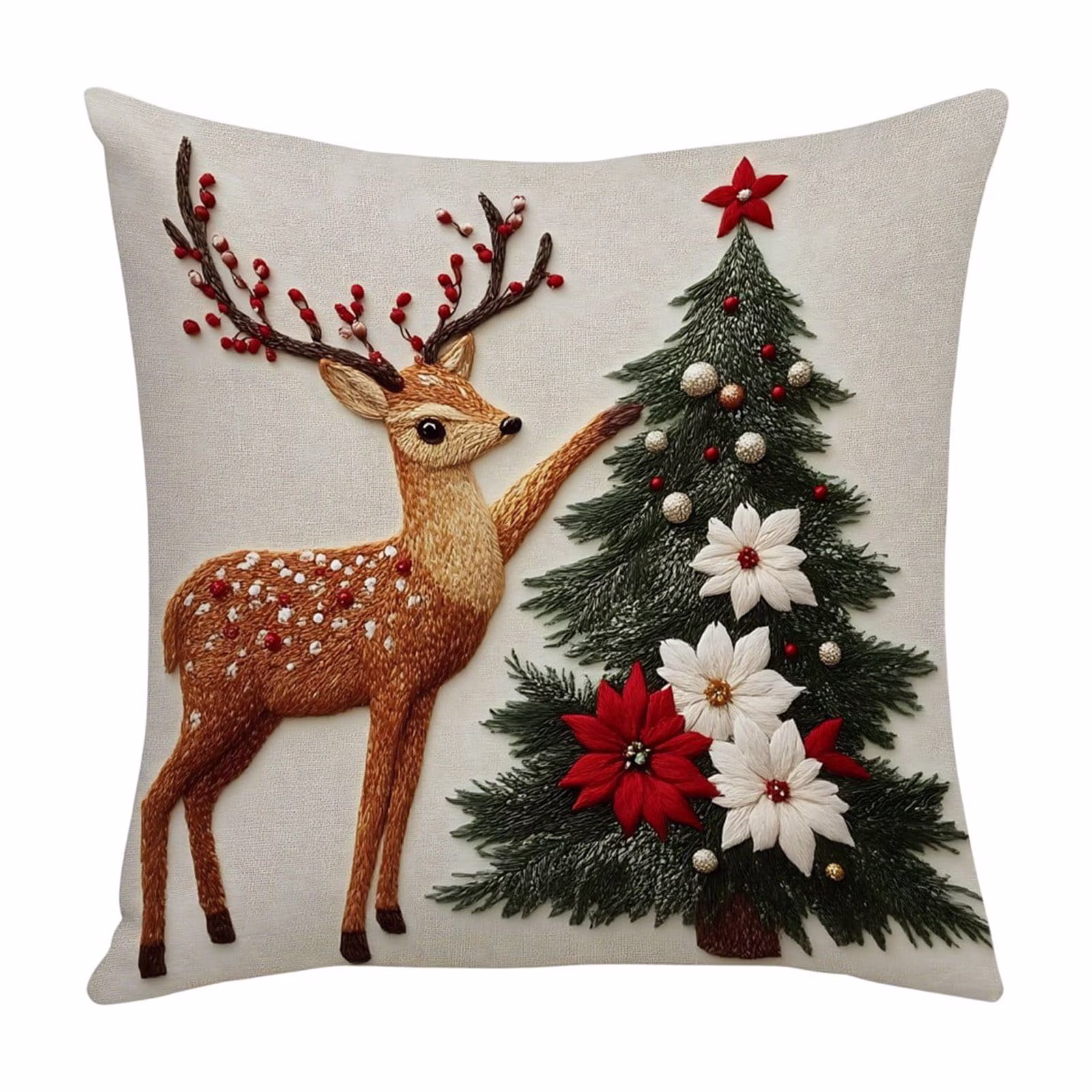 Nkmbld Christmas Decor Super Soft Christmas Linen Pillow Cover for Winter Holiday Farmhouse Home Sofa Couch Decoration