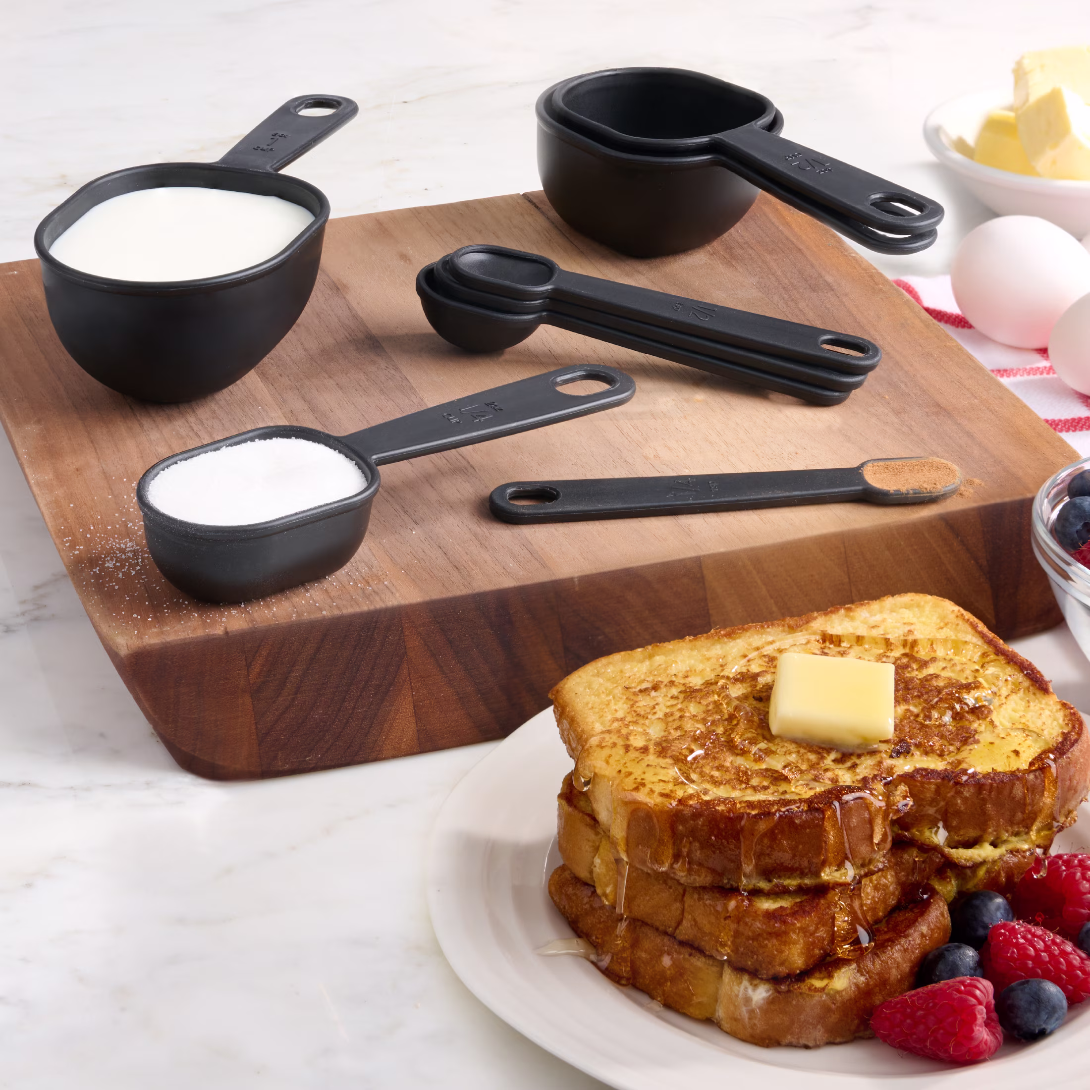 Mainstays 8-Piece Measuring Cup and Spoon Set - Durable, Space Saving Kitchen Essential, Black
