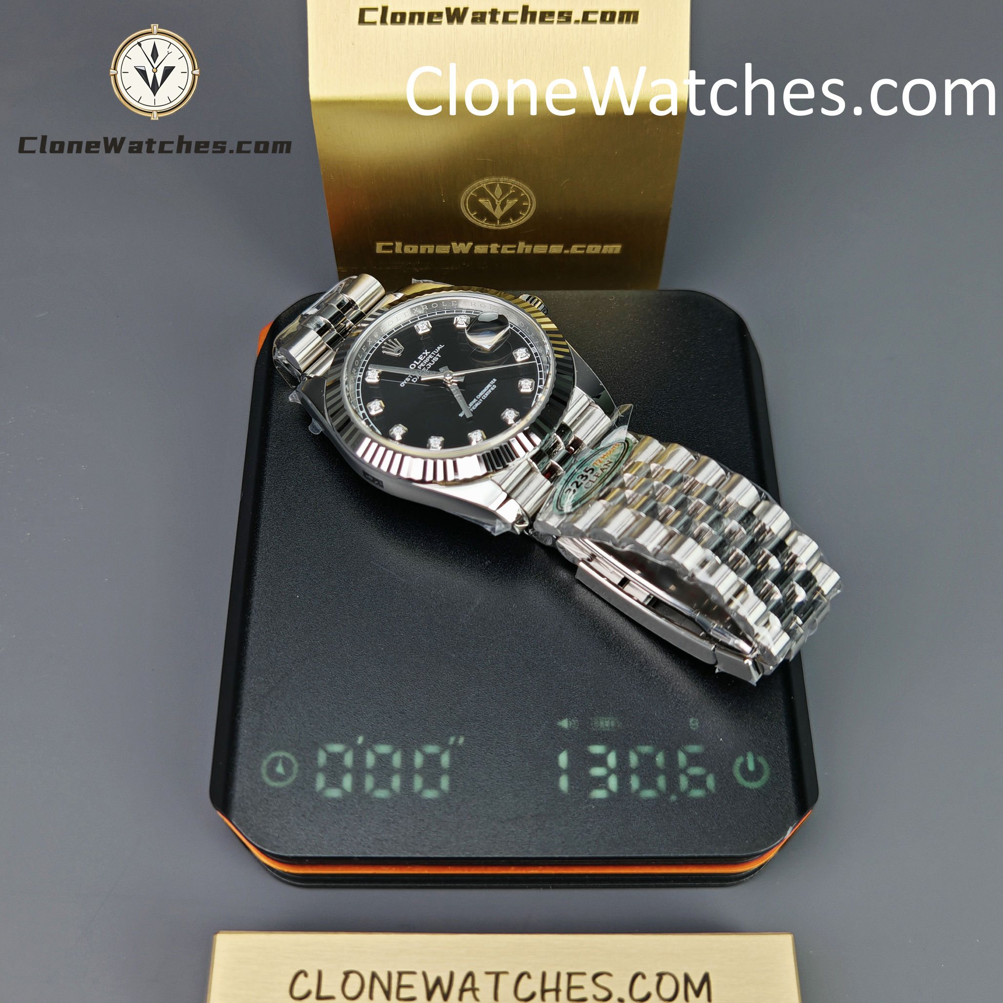 Rolex Super Clone Watches 1:1 DateJust Black Diamond Dial Jubilee 41MM m126334-0012 3235 Movement