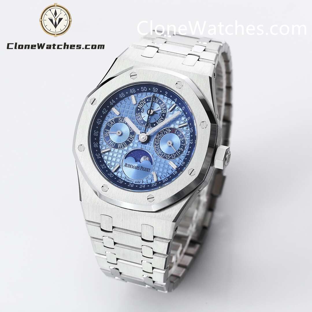 Audemars Piguet Super Clone Watches 1:1 Royal Oak Perpetual Calendar ice blue dial 26574PT 41MM