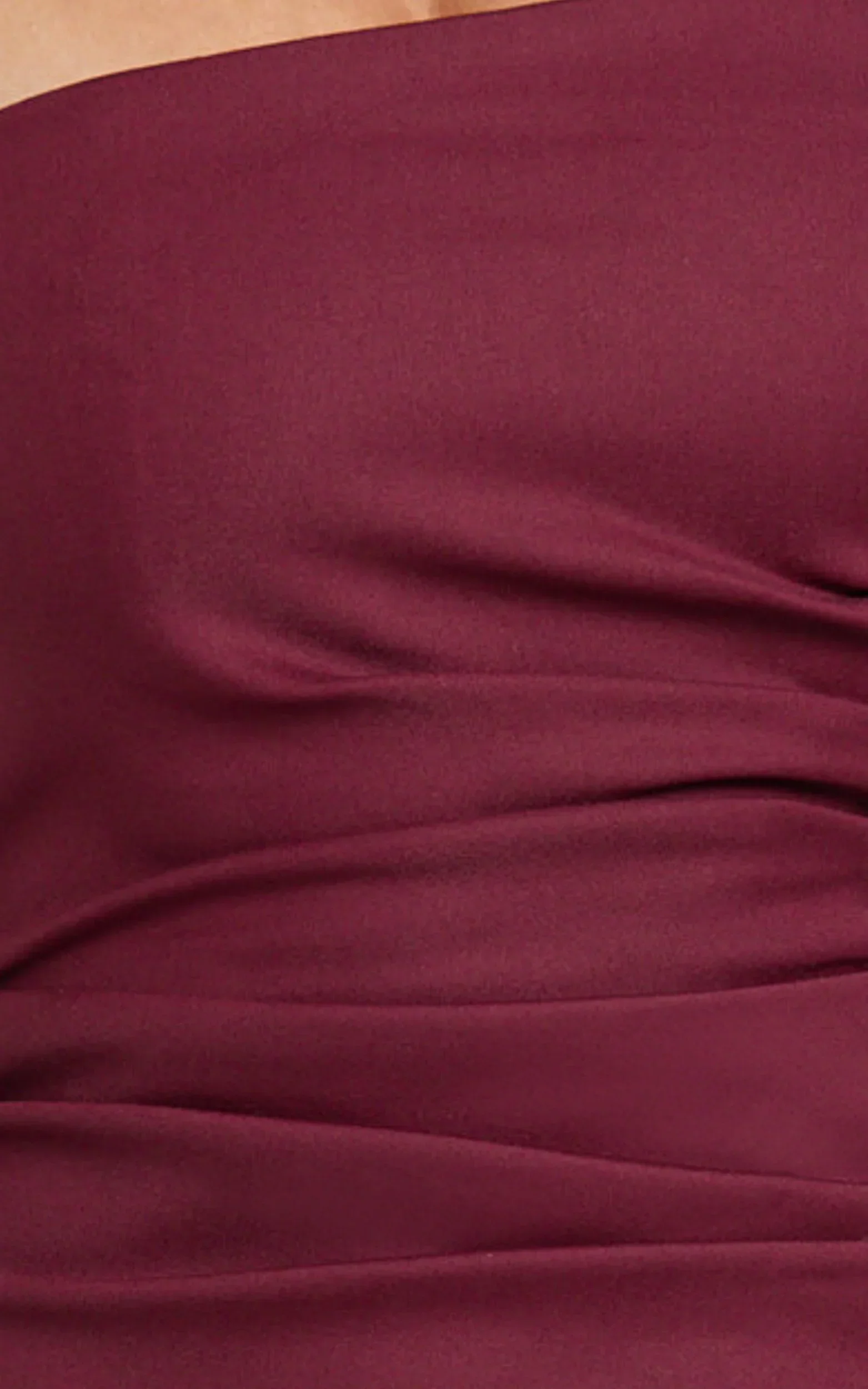Jamie Maxi Dress - Strapless Ruched Fitted Column Dress in Wine