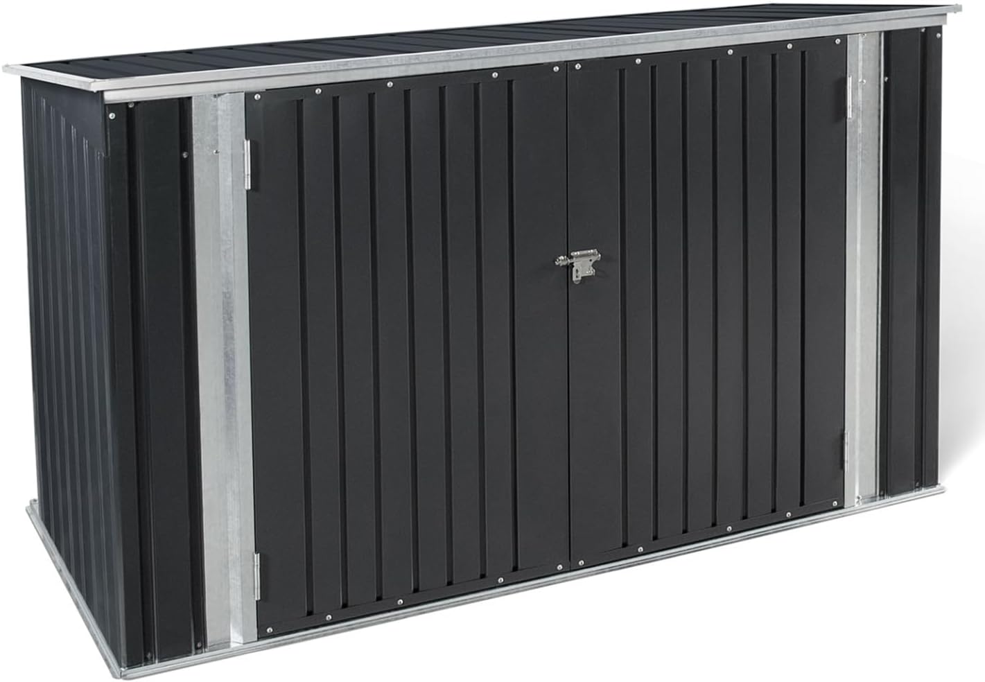 Abri de jardin métal verrouillable multi rangement stockage vélos outils poubelles