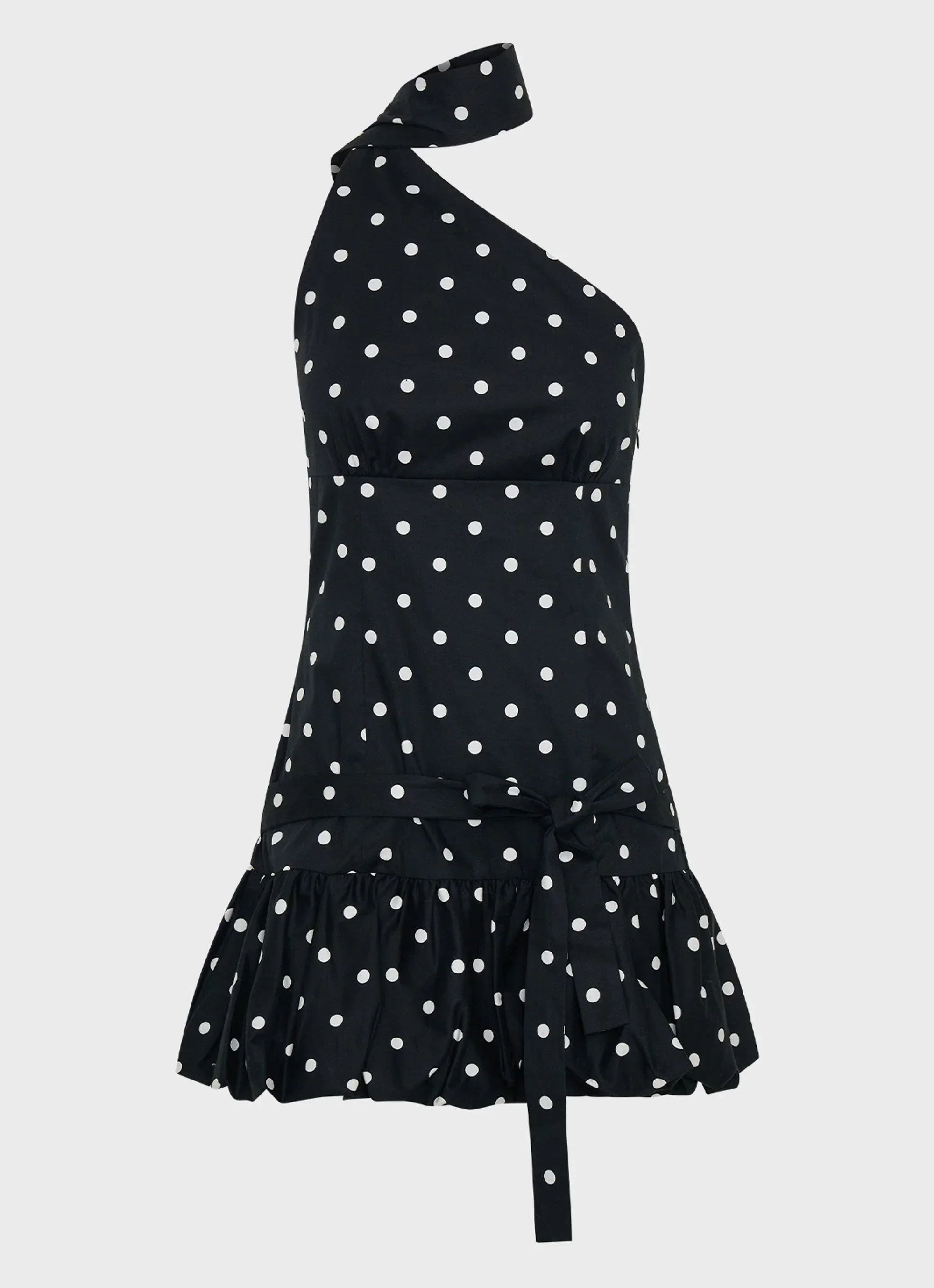 Belina Scarf Mini Dress - Black Polkadot