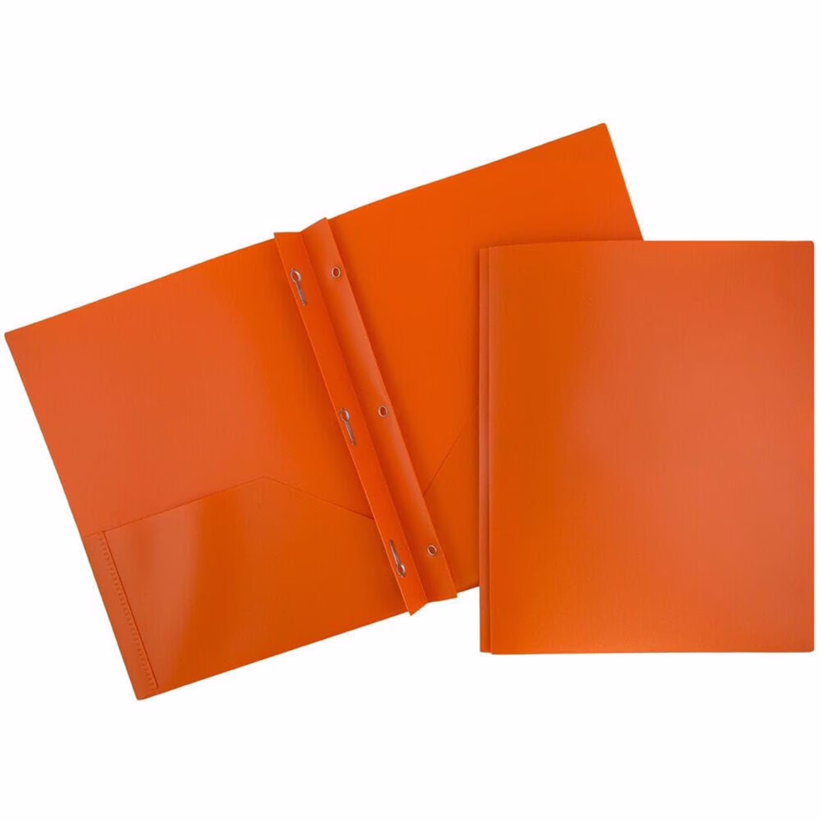 DONGHEHH Clearance Orange A4 PP Tadpole Folder, Colored Plastic Folder with Pockets And Prongs, Heavy Duty Folder with Fasteners (Orange)