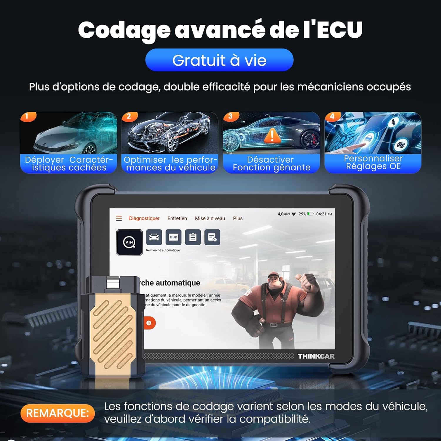 Valise diagnostic auto bidirectionnelle OBD2 réinitialisations multiples CANFD DOIP