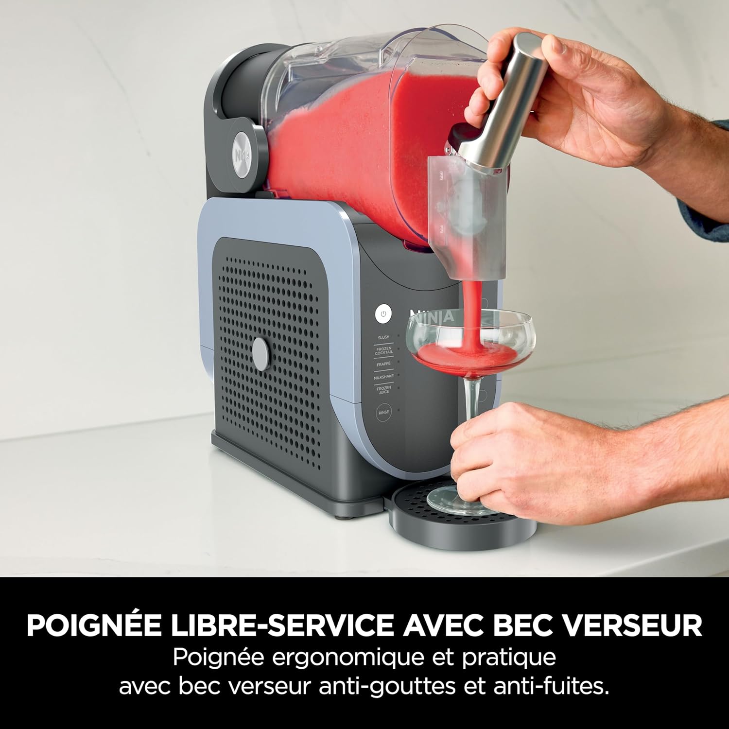 Machine boissons glacées SLUSHi granités cocktails milkshakes jus capacité 19 L bleu gris