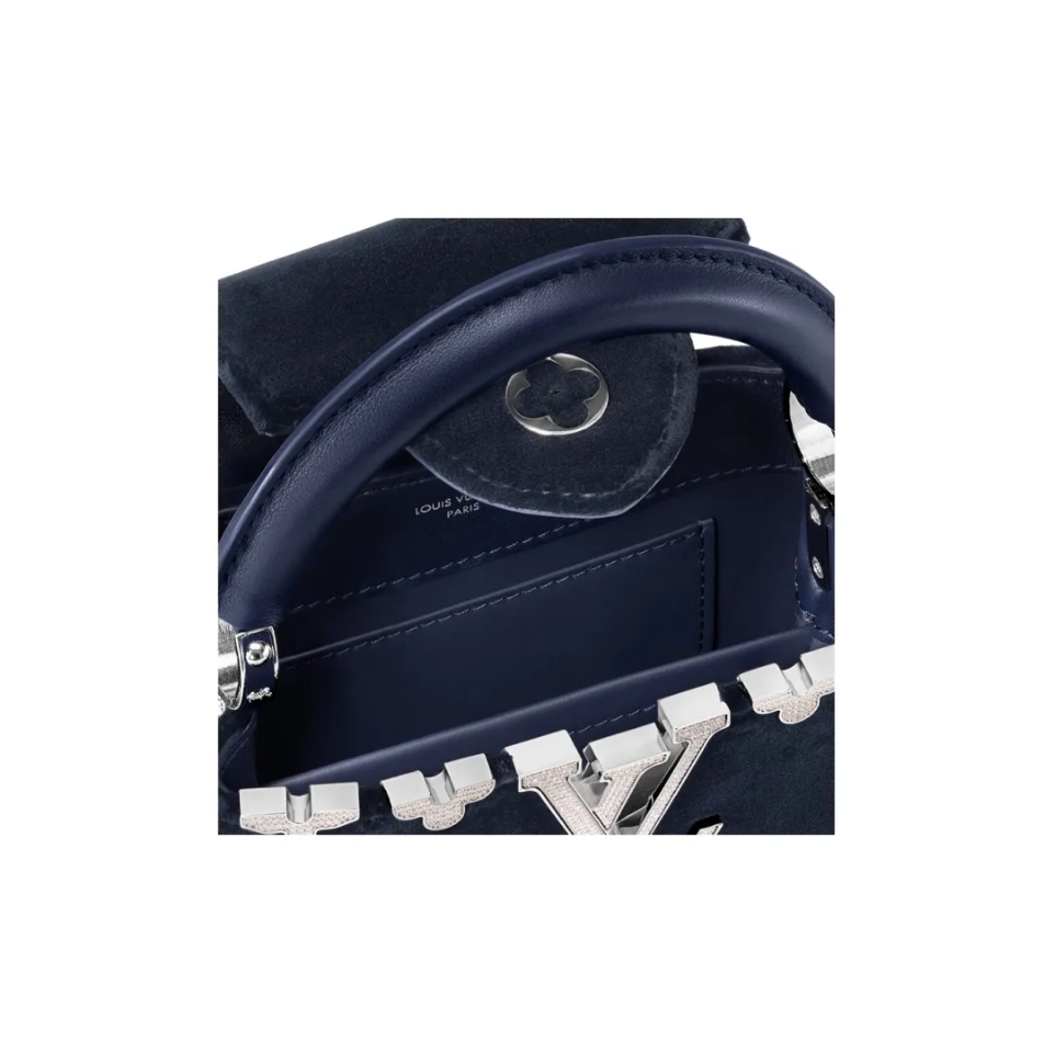 Louis vuittion capucines evening bag  blue velvet ~