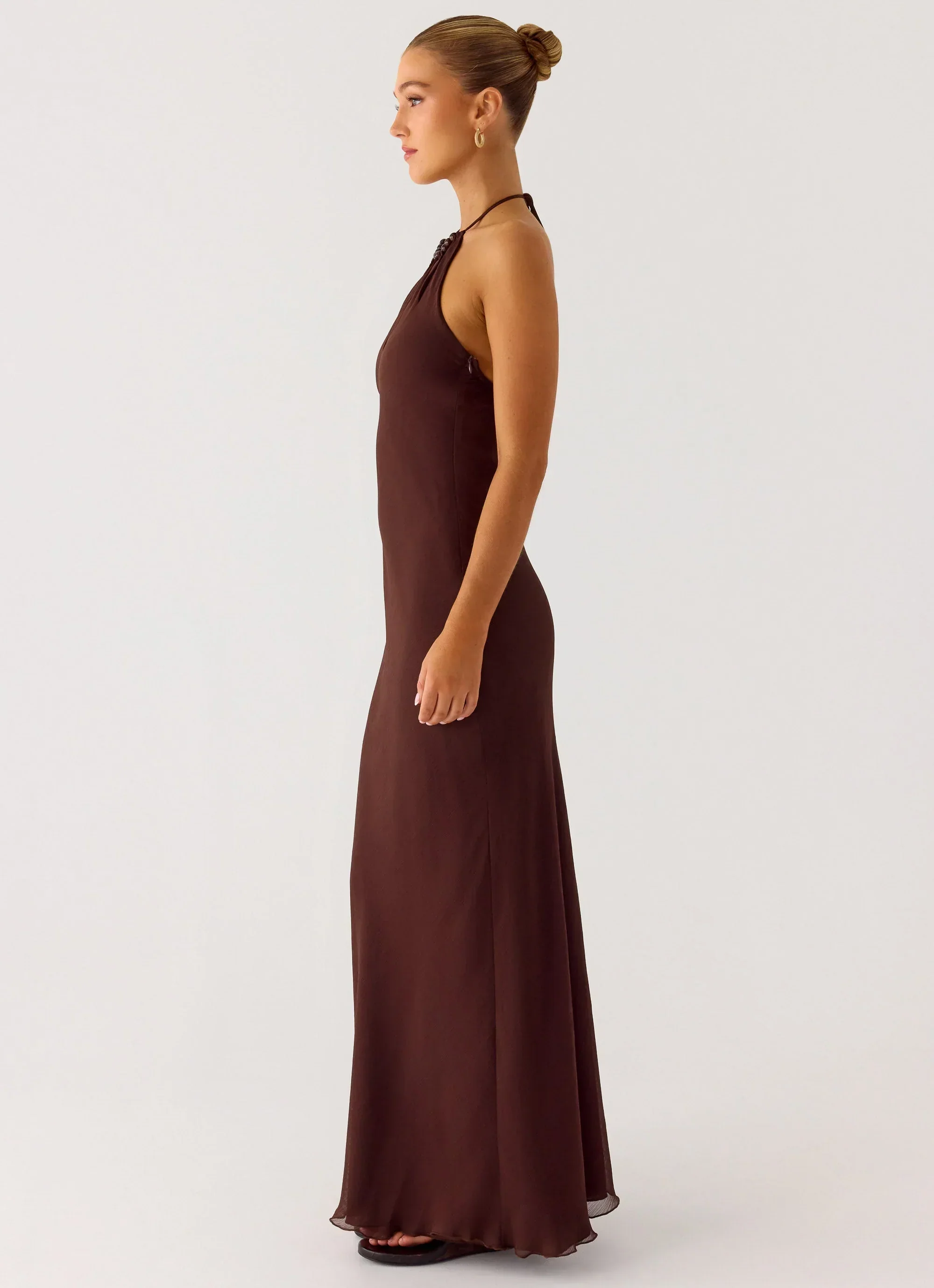 Harlyn Halter Maxi Dress - Chocolate