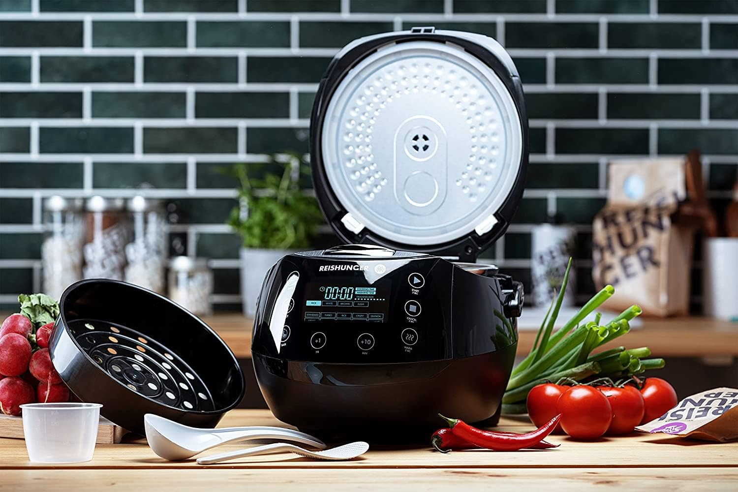 Cuiseur riz et vapeur numérique bol céramique 1,5 L 12 programmes