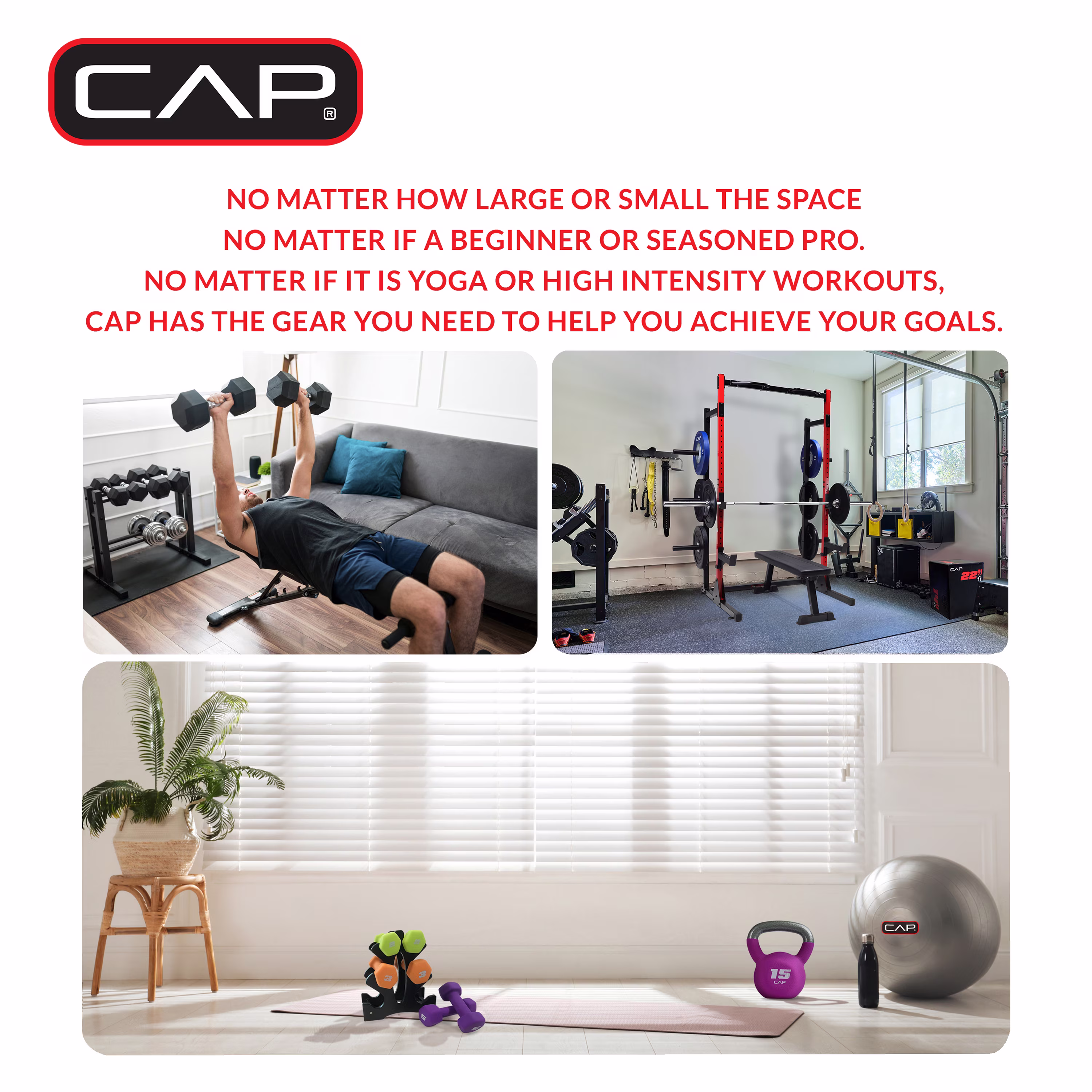 CAP, 10lb Neoprene Dumbbell, Red, Single