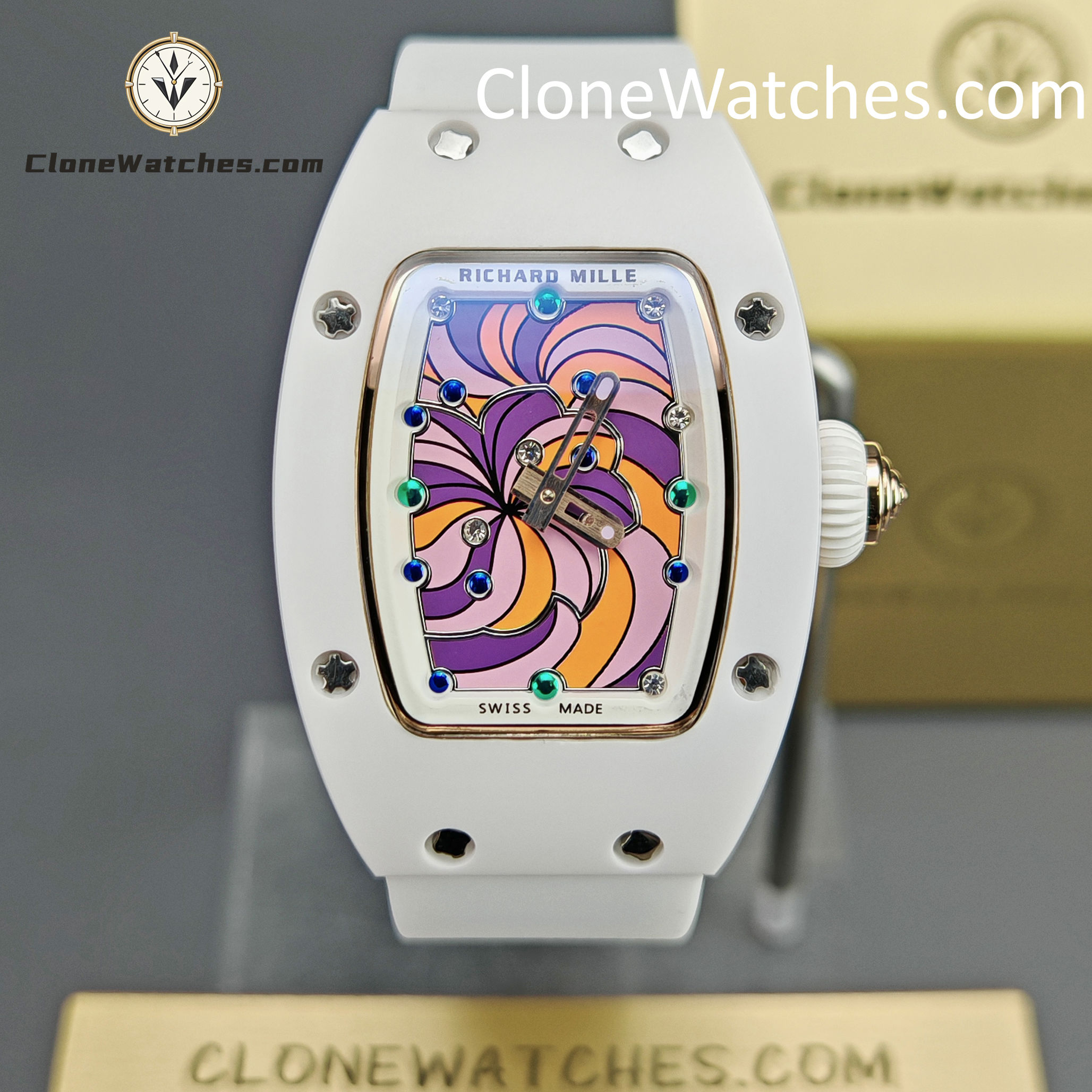 Richard Mille Super Clone Watches 1:1 RM 07 – 01 White Ceramic Marshmallow Dial White Strap
