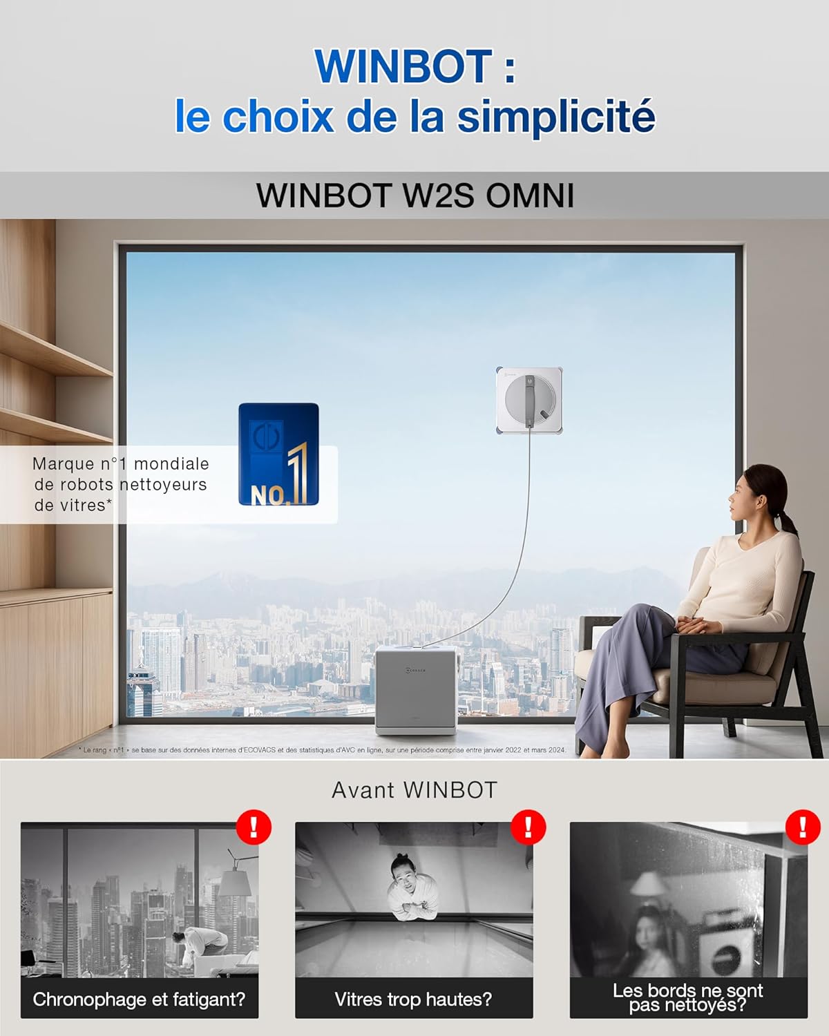 Robot nettoyeur vitres station TruEdge pulvérisation 3 jets protection 12 niveaux