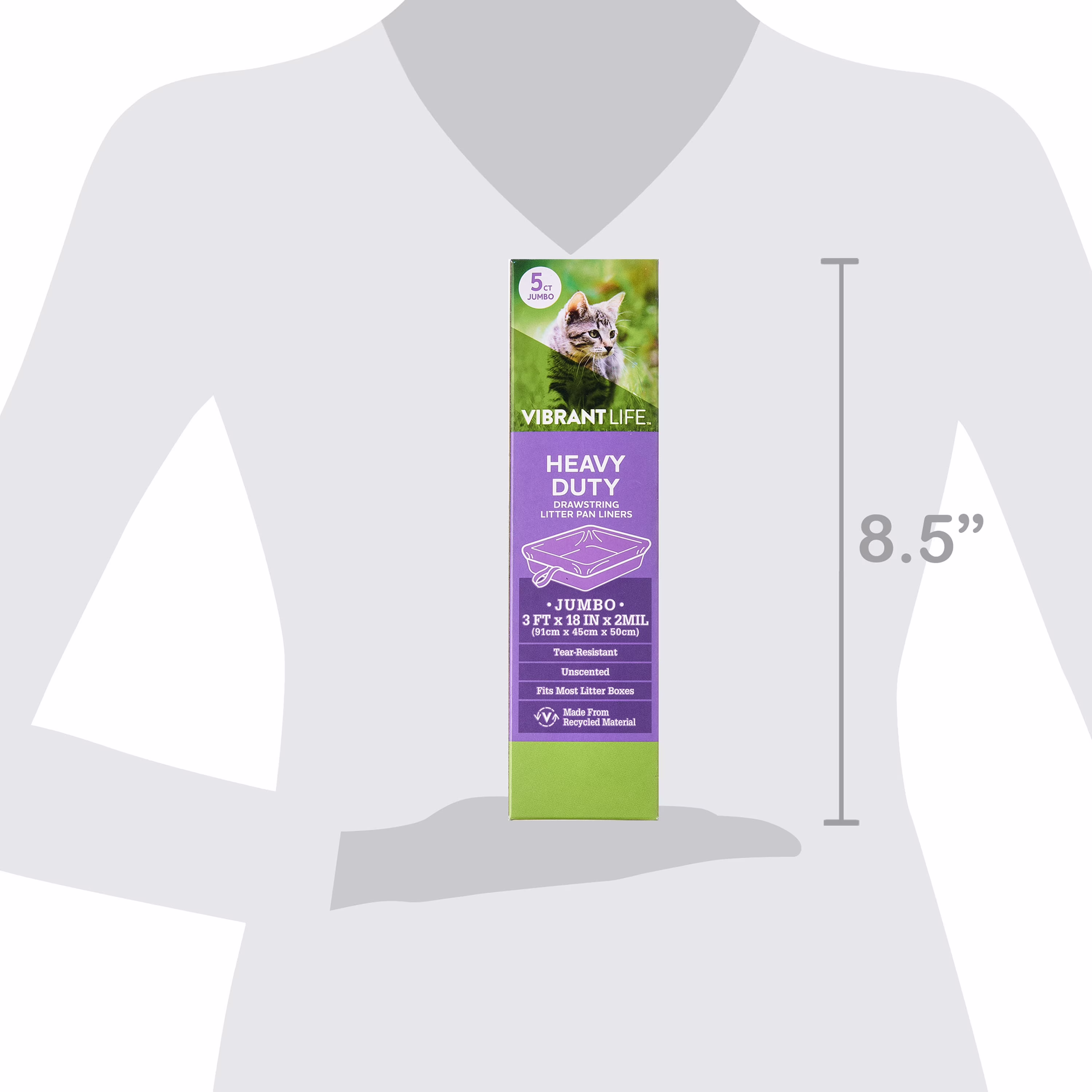 (2 pack) Vibrant Life Heavy Duty Jumbo Drawstring Cat Litter Pan Liners, 5 Count