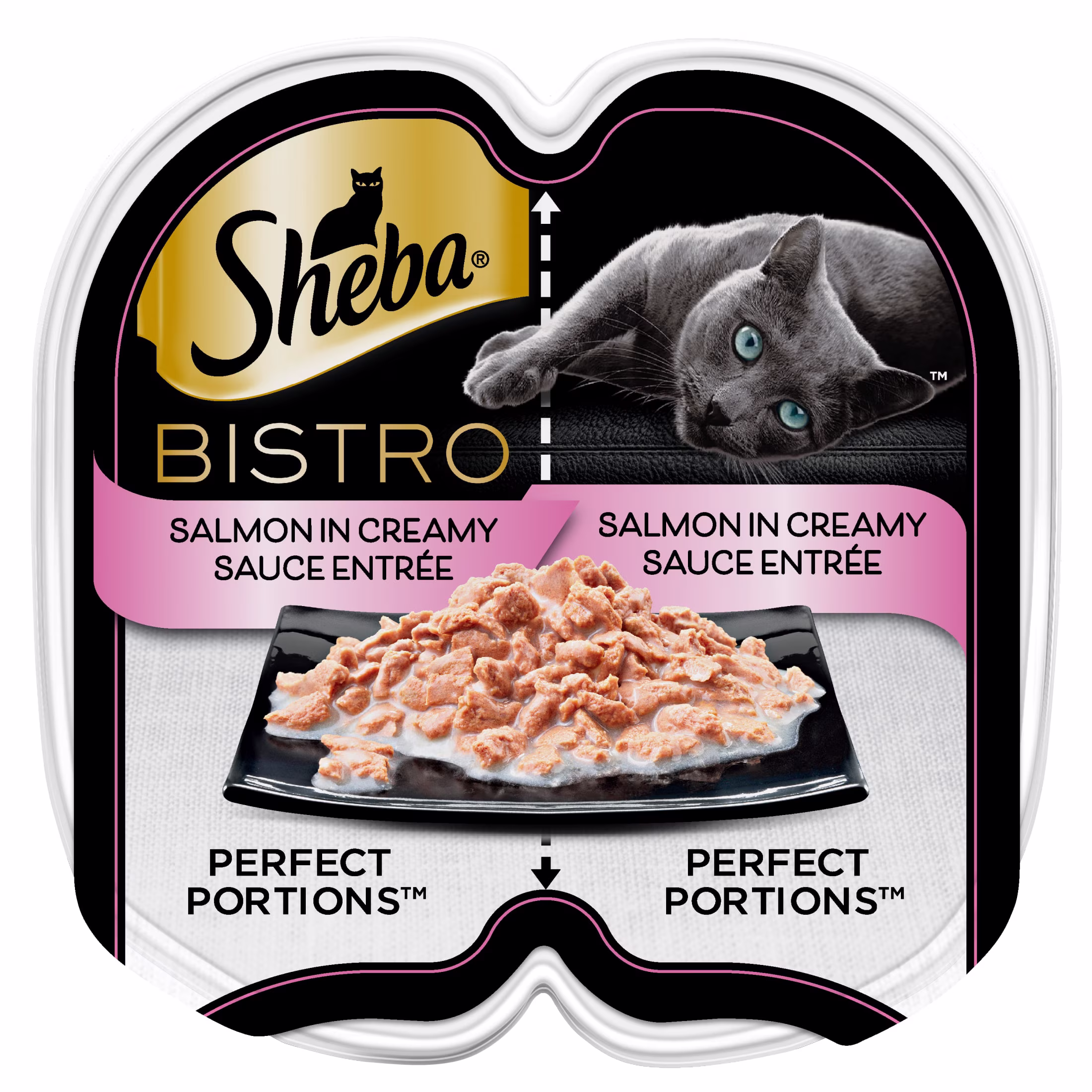 Sheba Perfect Portions Bistro Adult Wet Cat Food, Salmon in Creamy Sauce Entree, 2.6 oz Twin-Pack Tray