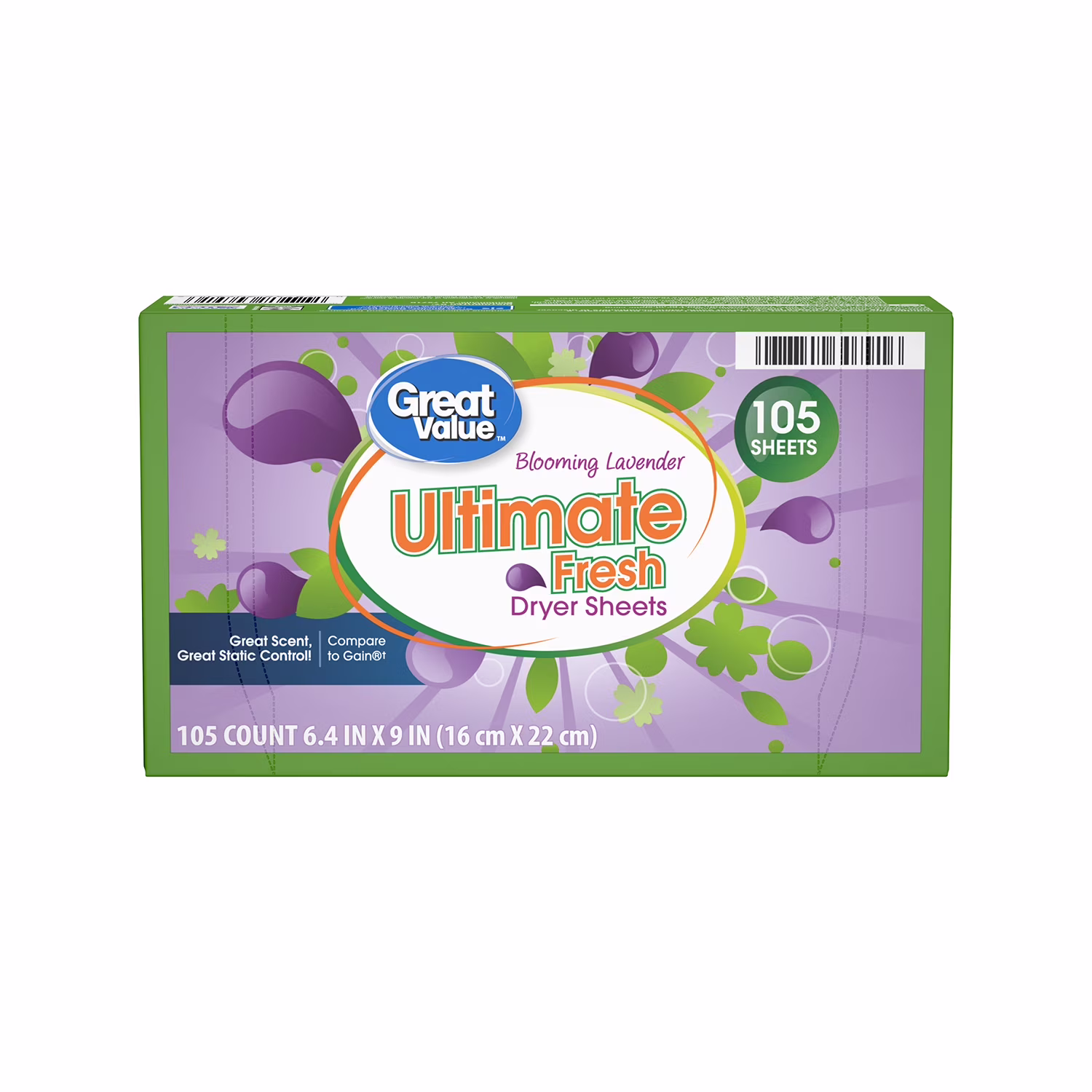 Great Value Ultimate Fresh Dryer Sheets, Blooming Lavender, 180 Count, Compare to Gain®