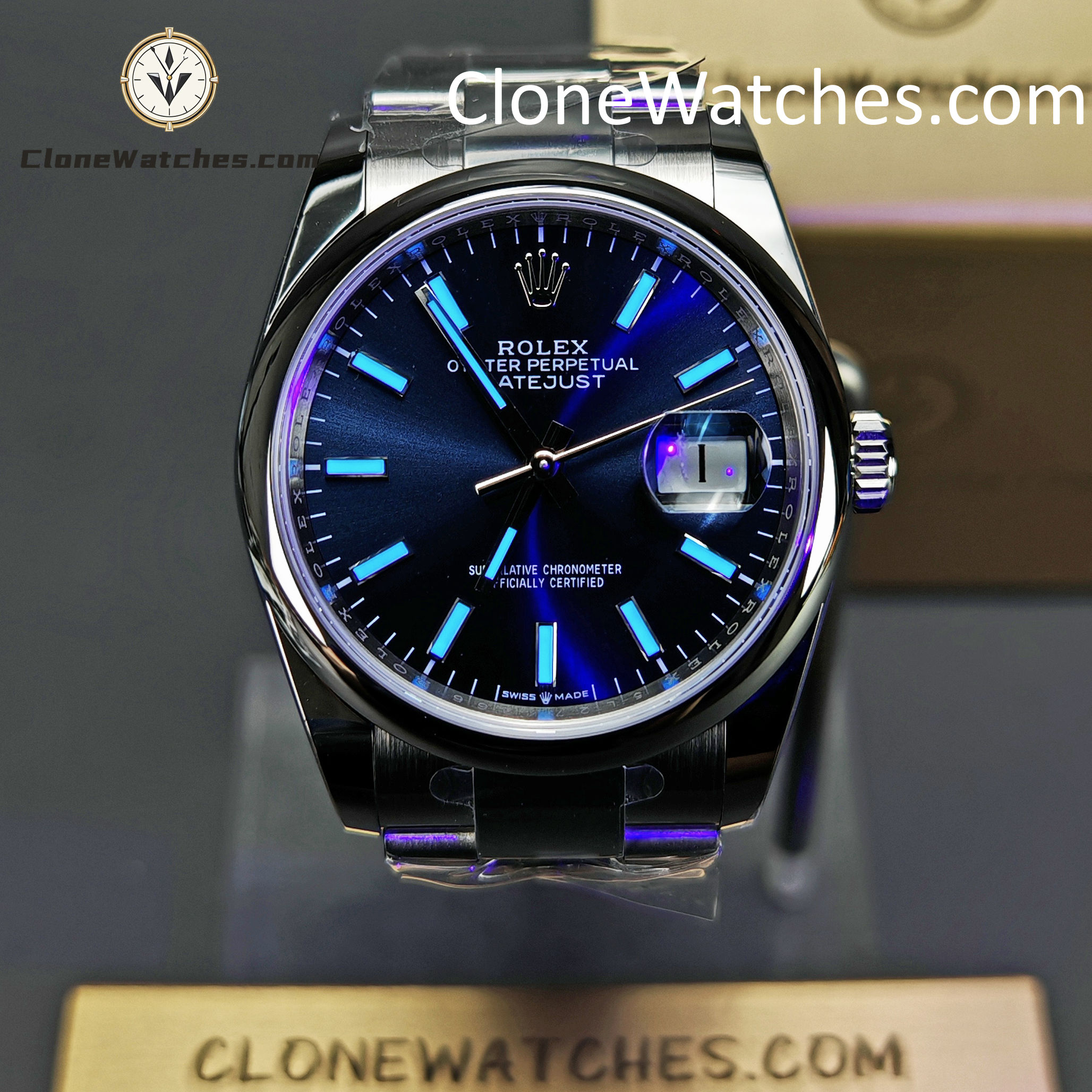 Rolex Super Clone Watches 1:1 DateJust Blue Dial m126200-0006 Oyster 36MM 3235 Movement