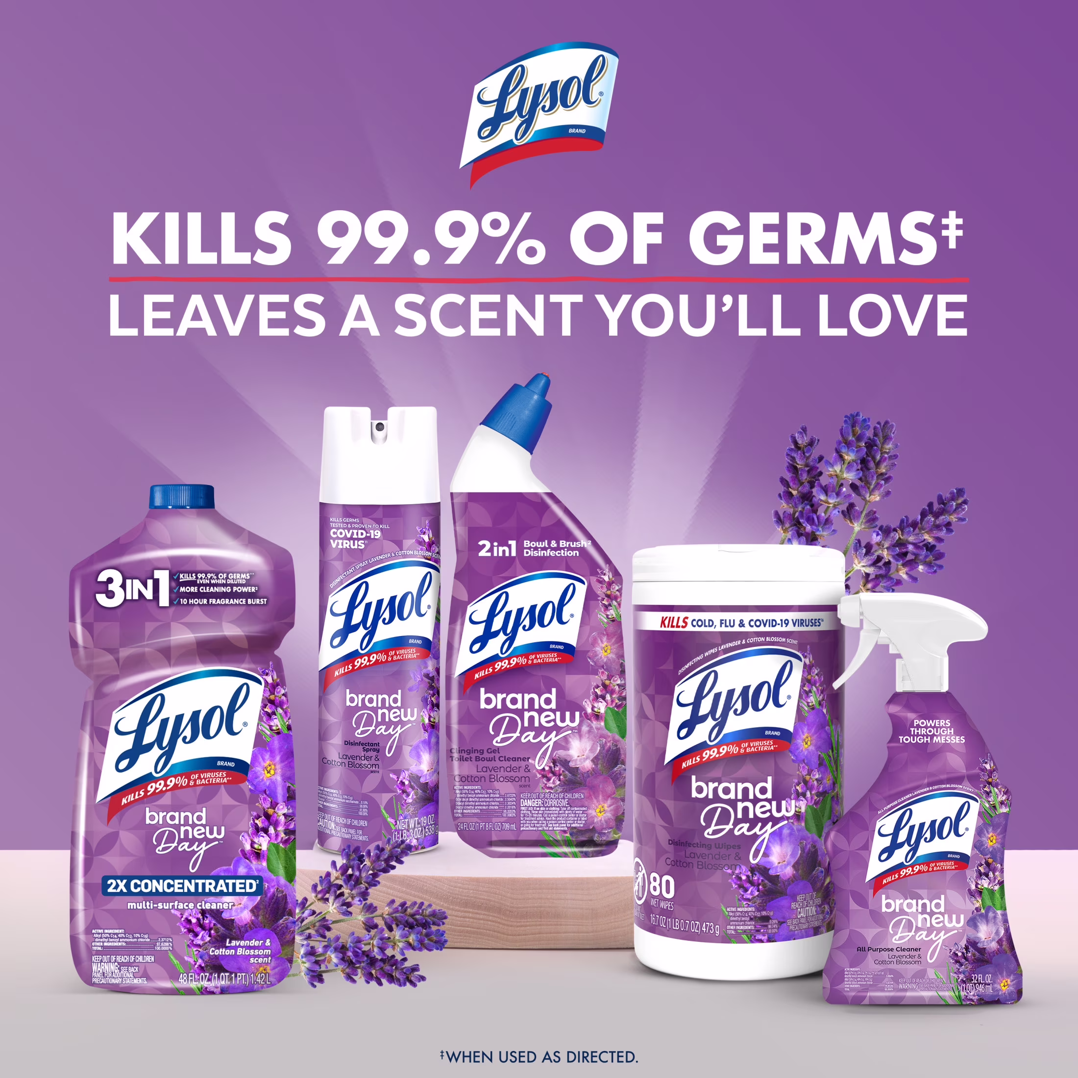 Lysol Toilet Bowl Cleaner Clinging Gel, Disinfecting Bathroom Cleaner and Toilet Bowl Stain Remover, Lavender & Cotton Blossom Scent, 24 fl oz
