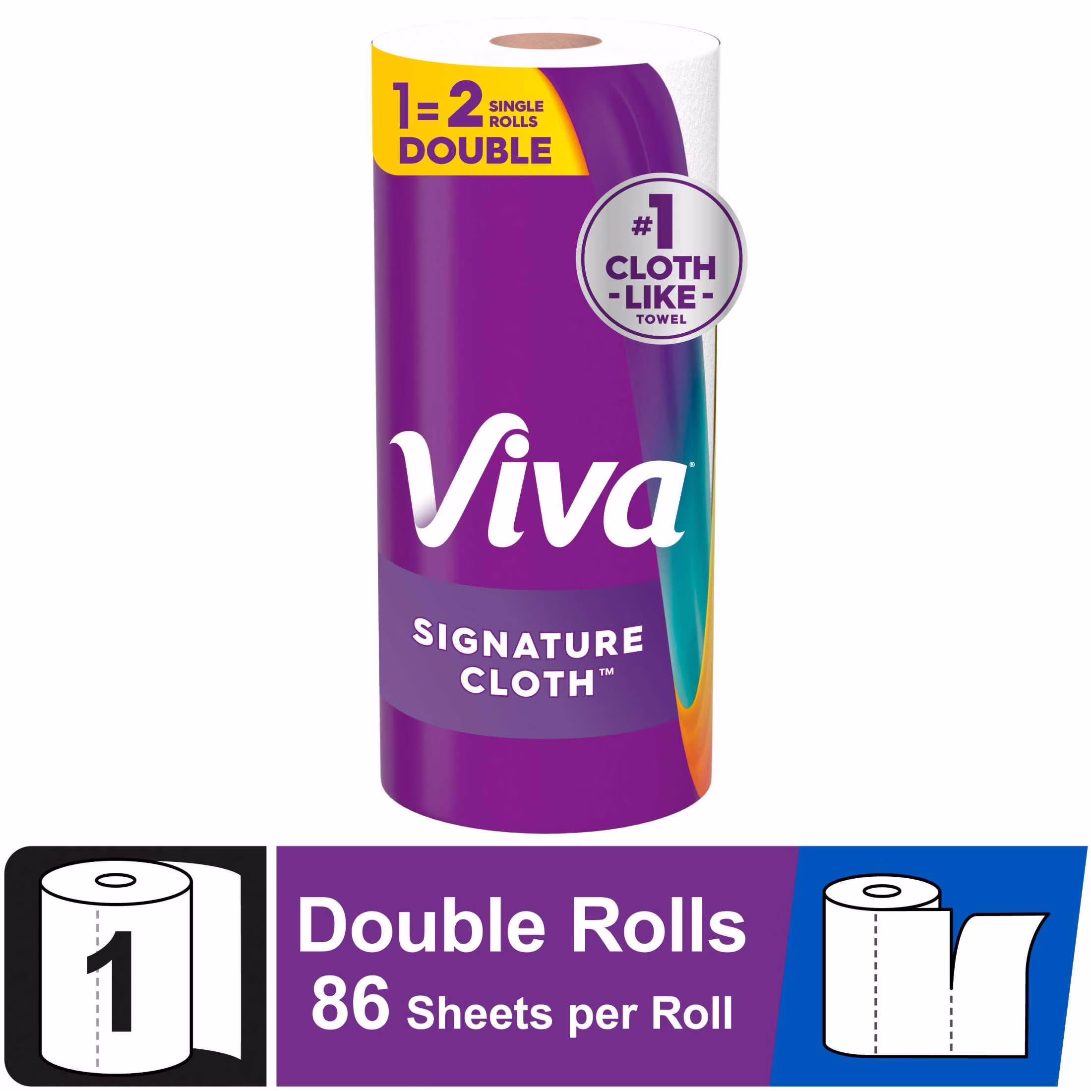 Viva Signature Cloth Paper Towels, 12 Double Rolls, 86 Sheets per Roll