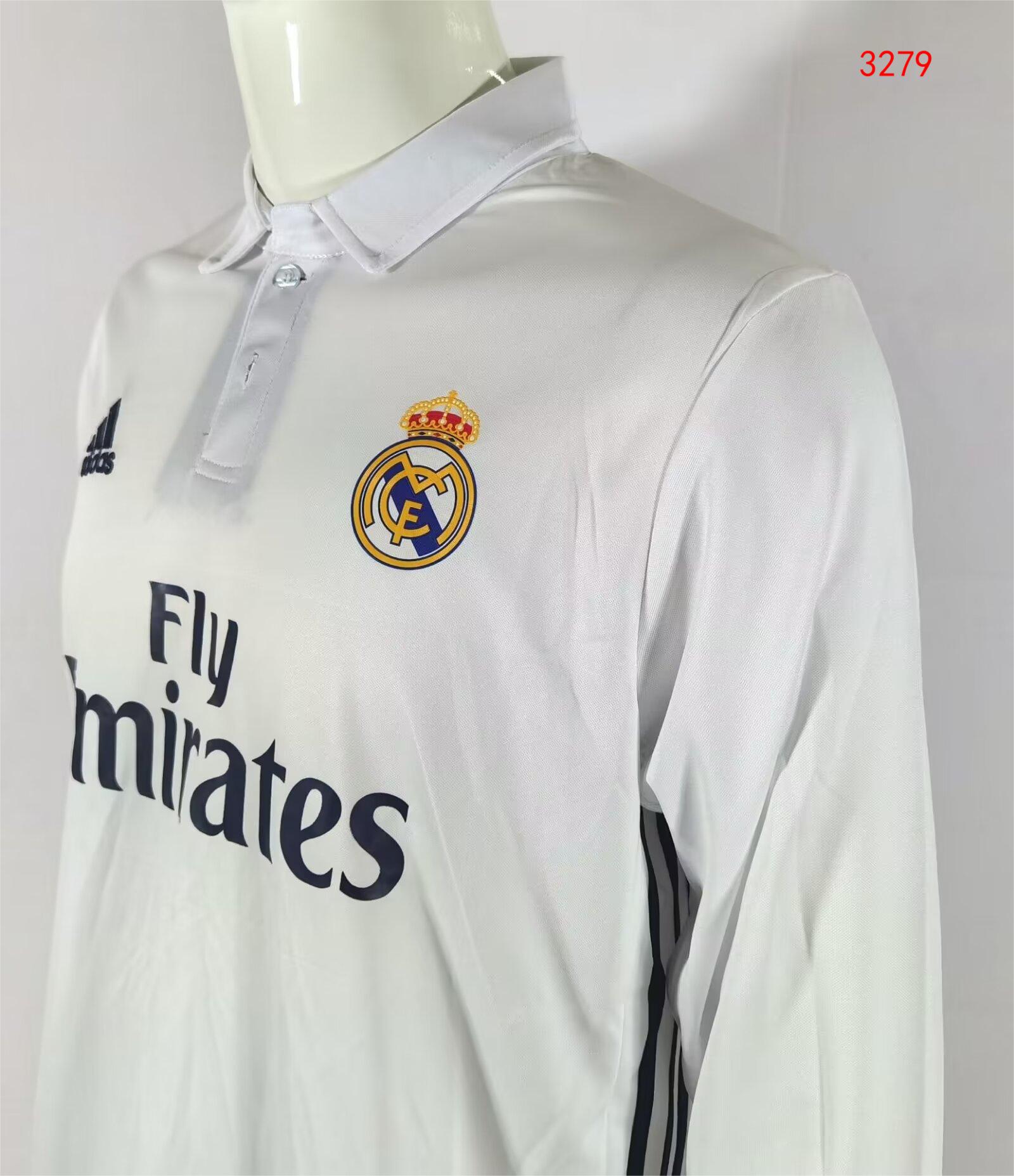 2016/2017 Retro Long Sleeve Real Madrid Home Football Shirt1:1 Thai Quality - Fans Edition