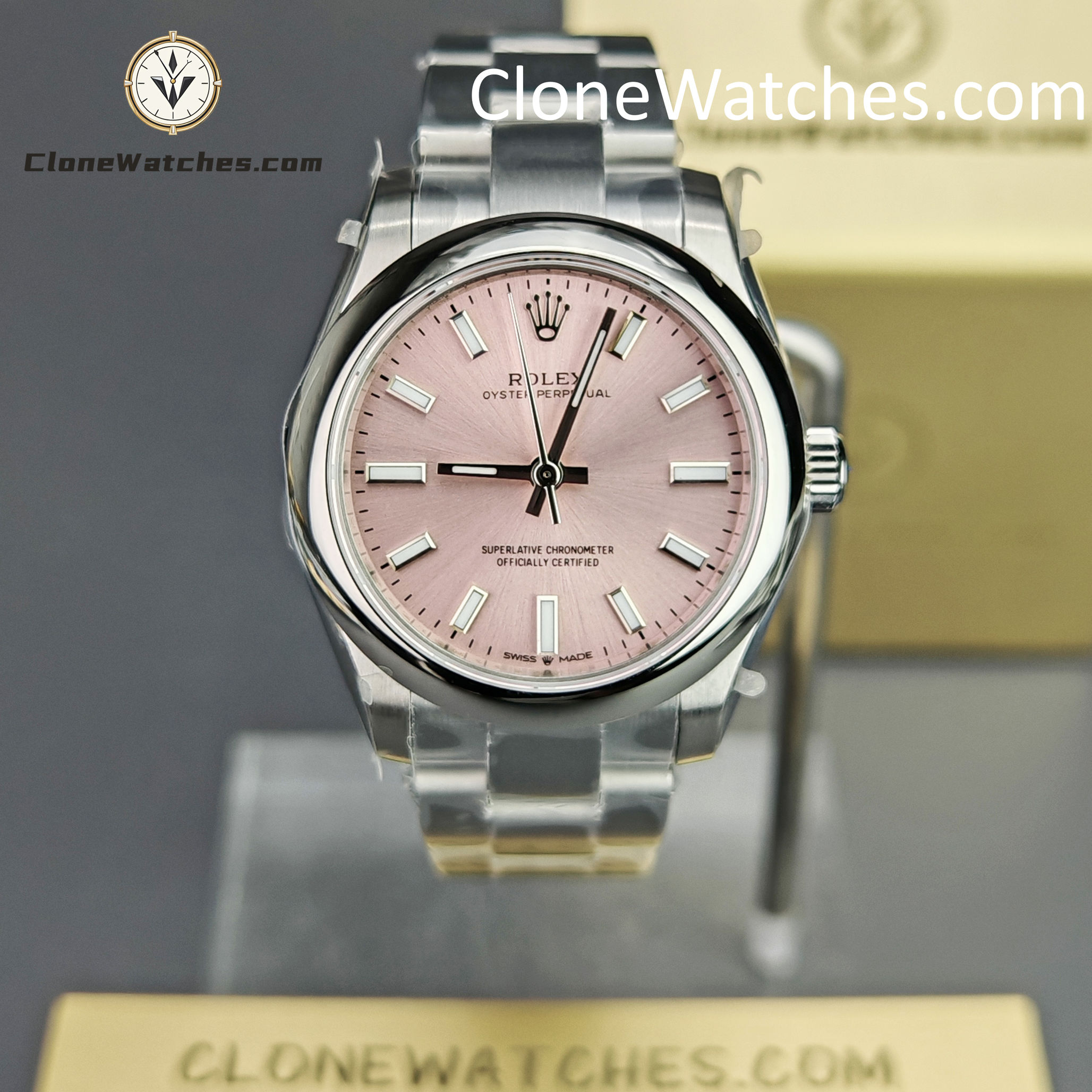 Rolex Super Clone Watches 1:1 Oyster Perpetual Pink Dial 31mm m277200-0009 2232 Movement