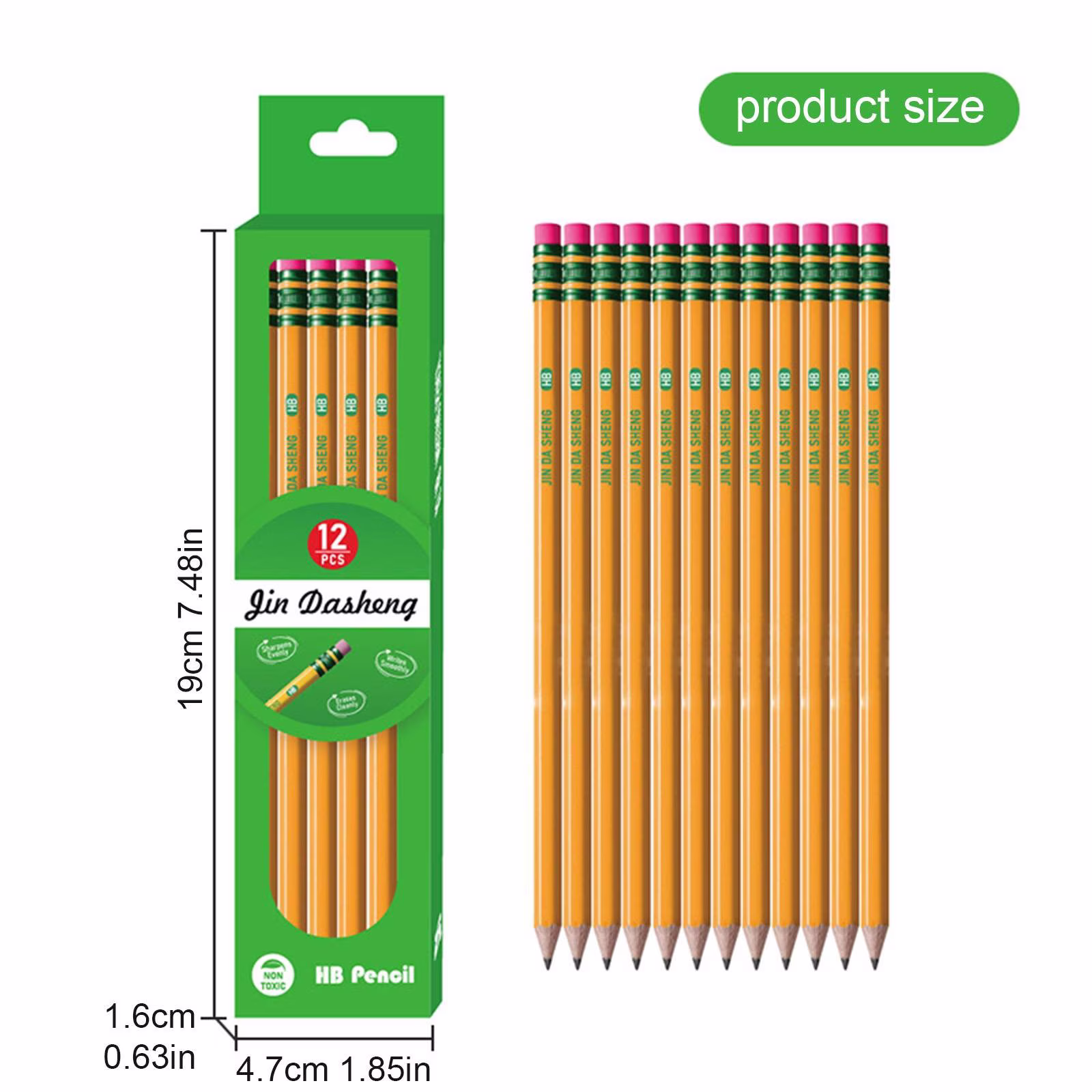Under 4$ ! 12 Count #2 Wood Pencils, Pre-Sharpened Yellow Pencils, HB Graphite Writing Pencils, Hexagon Wooden Pencil Set
