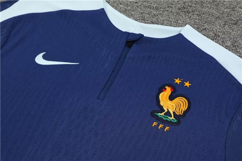 2024/25 France half-pull training jersey royal blue 1:1 Thai quality set