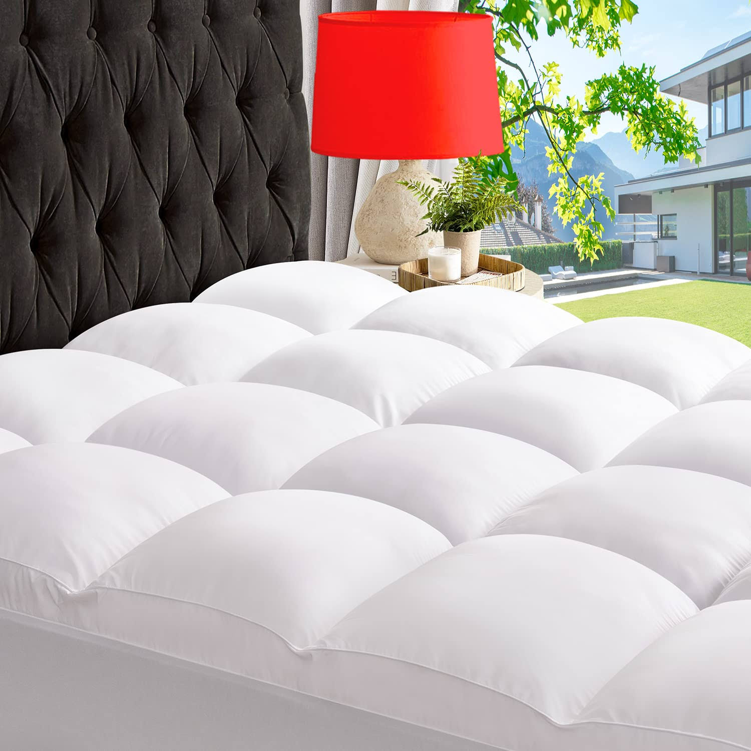 ABENE Mattress Topper for Back Pain Relief, Extra Thick Mattress Pad Pillowtop, Soft Mattress Protector Cover with 8"-21" Deep Pocket, Overfilled