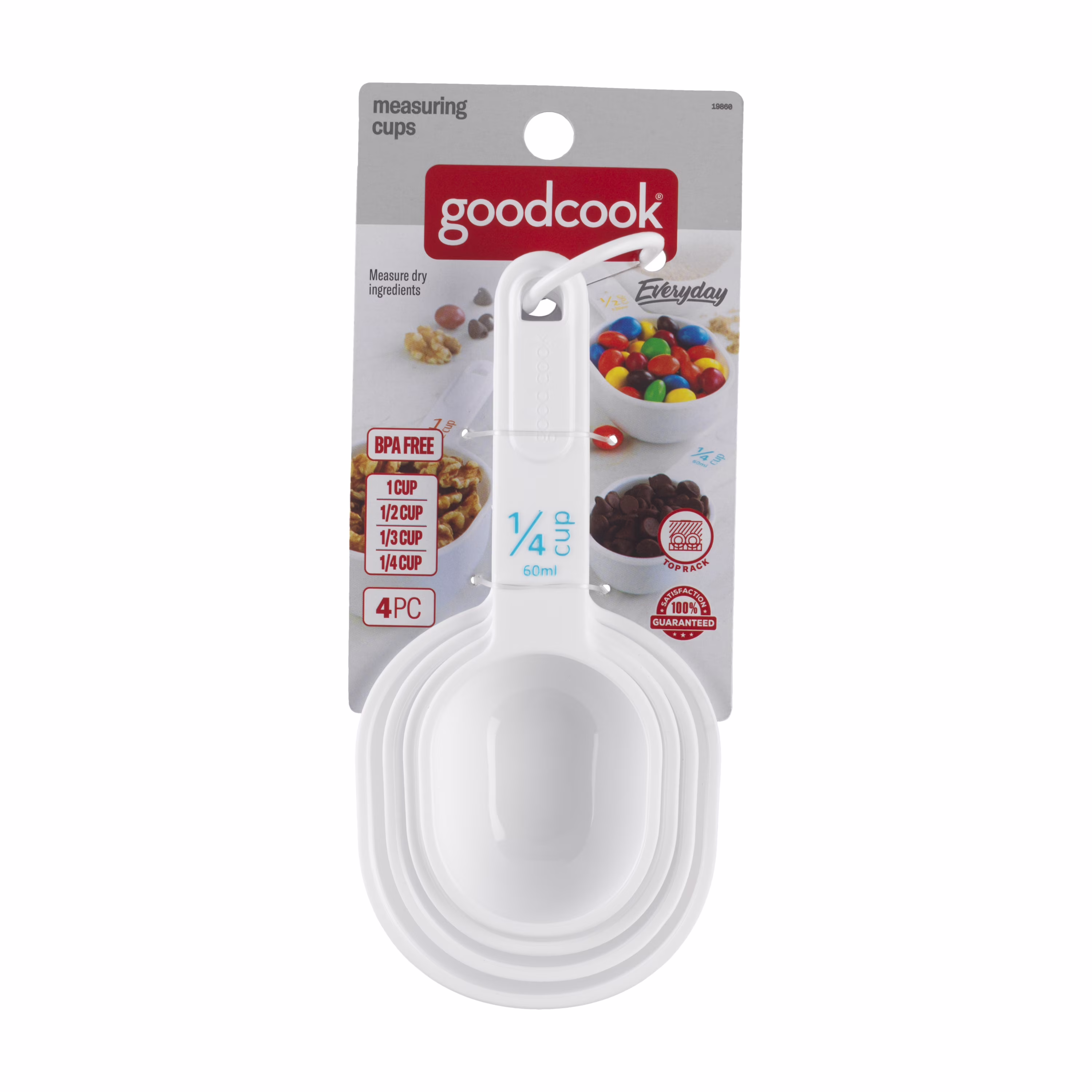 GoodCook Plastic Measuring Cup Set, White, 4-Piece