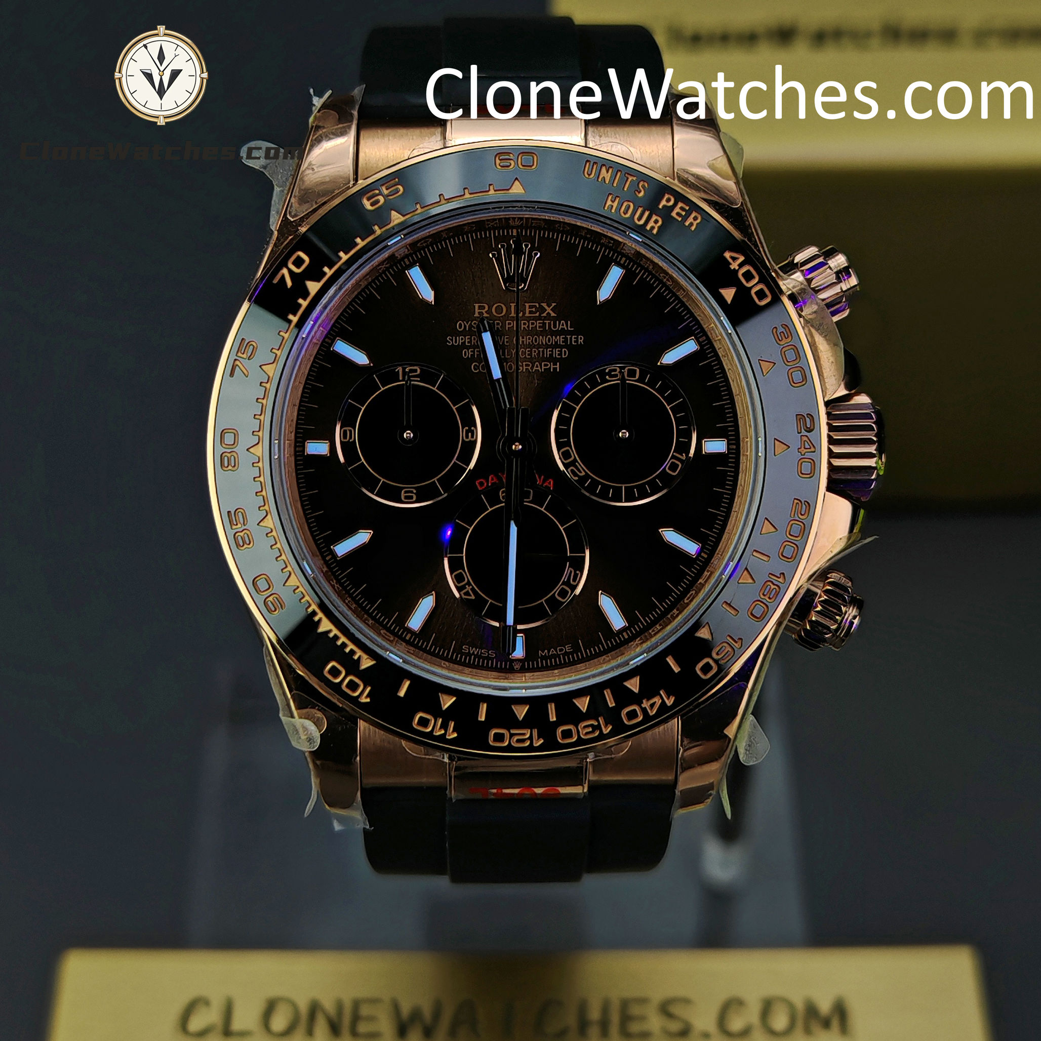 Rolex Super Clone Watches 1:1 Daytona Rose Gold Brown Dial M126515LN-0010 4131 Movement Rubber Strap