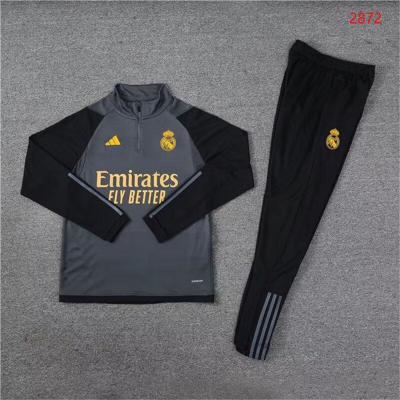 2023/2024 Real Madrid half-pull training suit dark gray suit 1:1 Thai quality