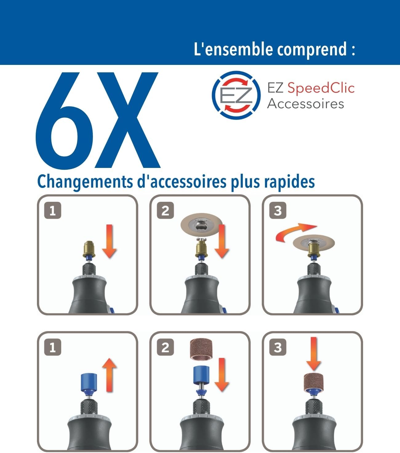 Outil rotatif sans fil 8260 batterie 12V 3Ah 65 accessoires moteur sans charbon vitesse 5000 à 30000 tr/min