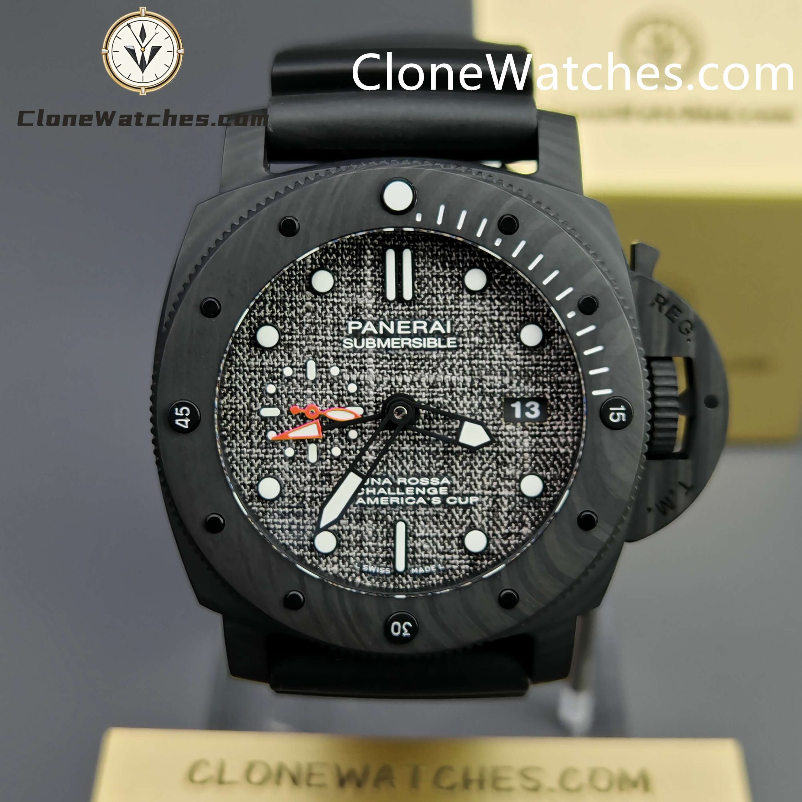 Panerai Super Clone Watches 1:1 Submersible Luna Rossa CarboTech GMT America’s Cup PAM 01039